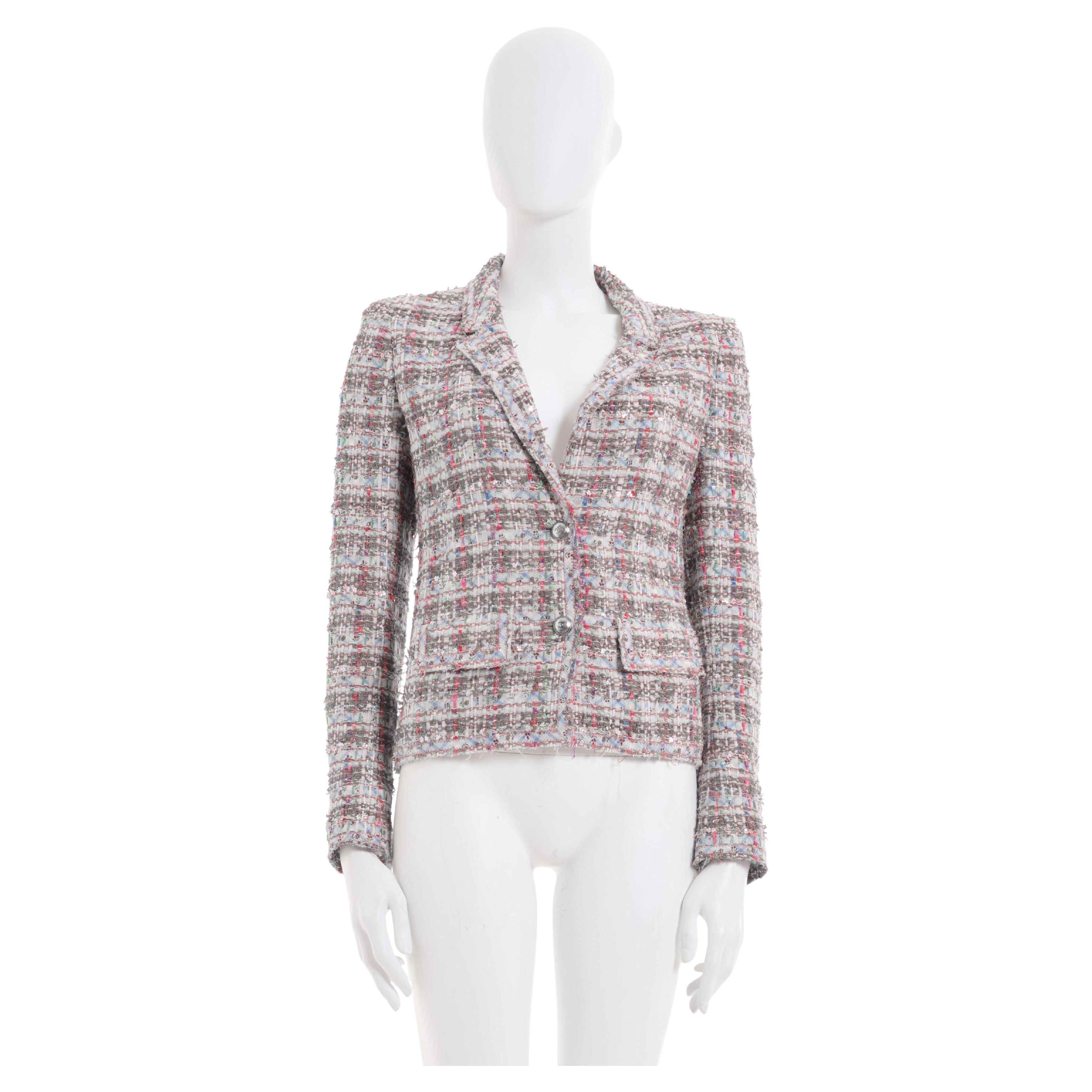Chanel by Karl Lagerfeld S/S 2005 Multicolor ribbon boucle jacket