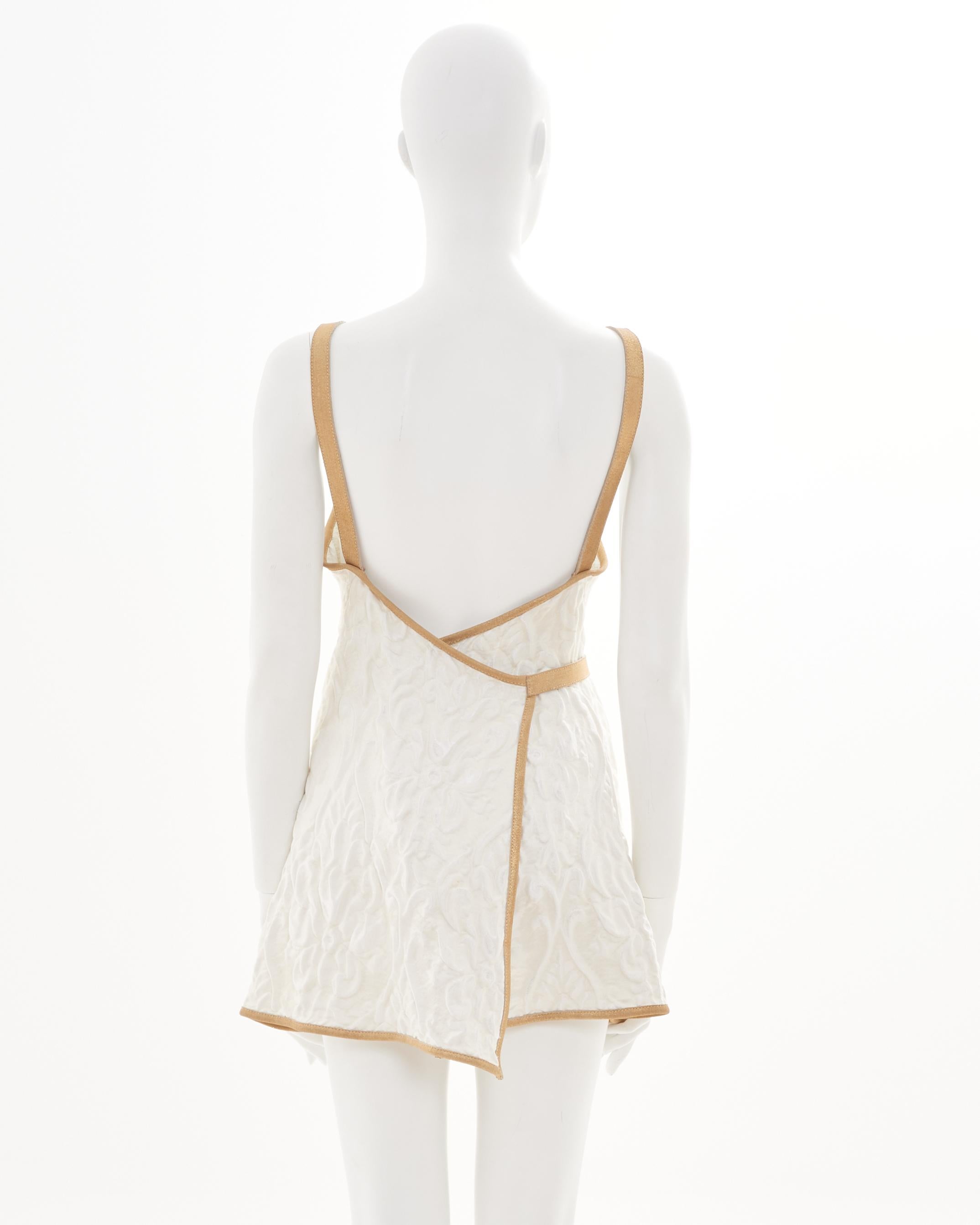 Chanel by Karl Lagerfeld Resort 2013 Dos ouvert blanc cassé garni de cuir doré Excellent état - En vente à Milano, IT