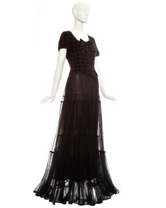 Chanel by Karl Lagerfeld sequin bouclé and silk tulle evening dress, fw 1991