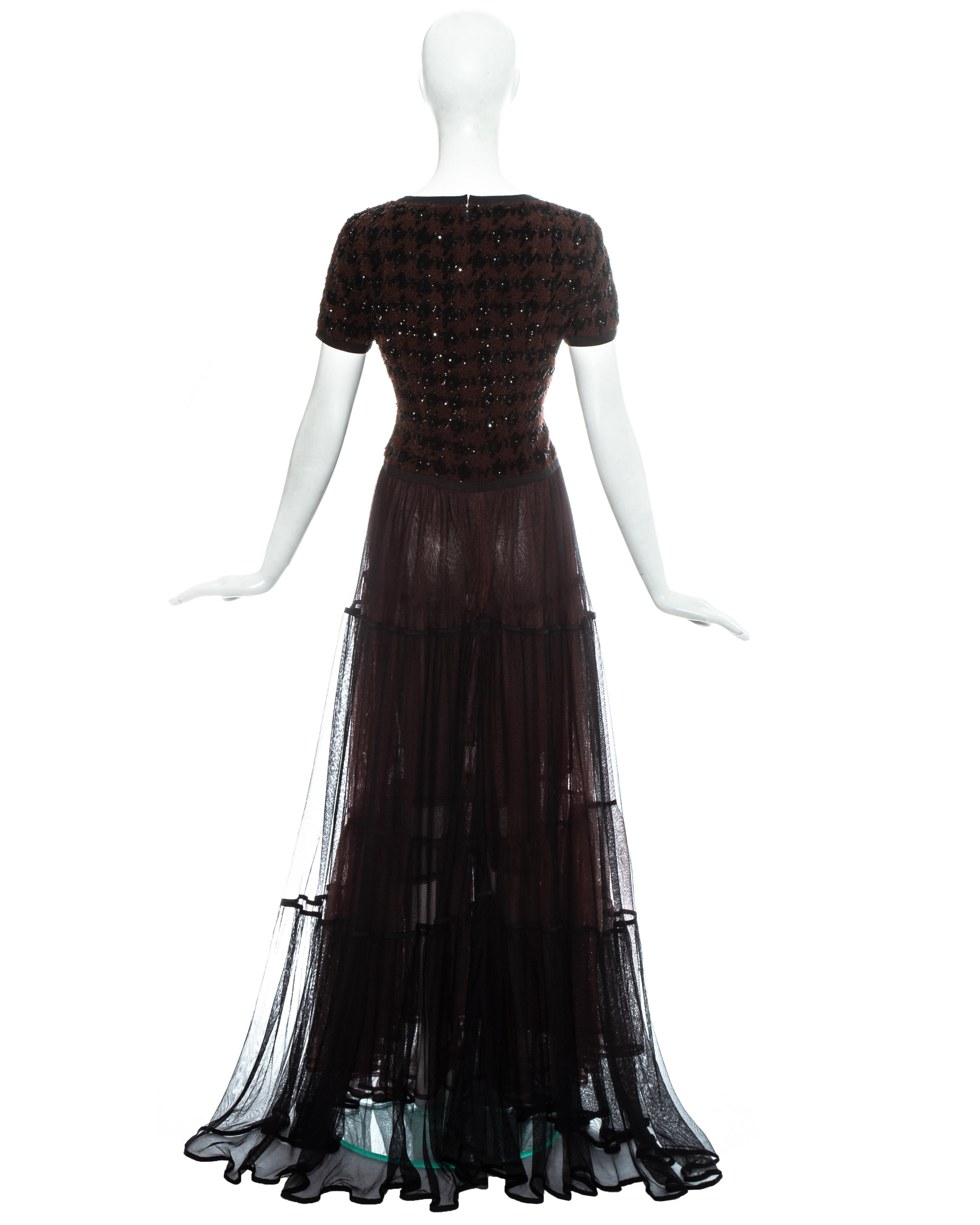 Chanel by Karl Lagerfeld sequin bouclé and silk tulle evening dress, fw 1991 For Sale 3
