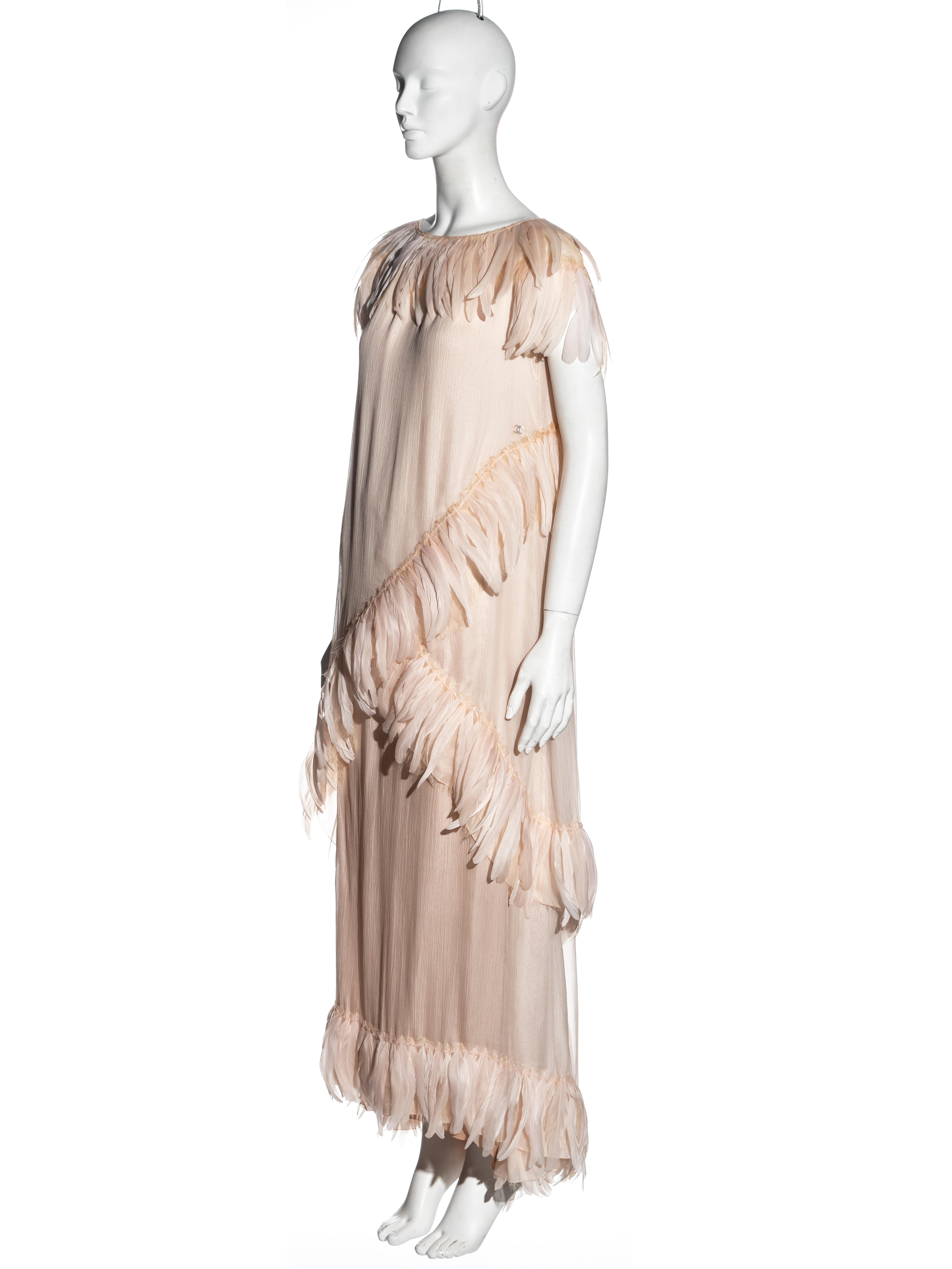 Chanel by Karl Lagerfeld silk chiffon evening dress with feathers, cr 2009 2
