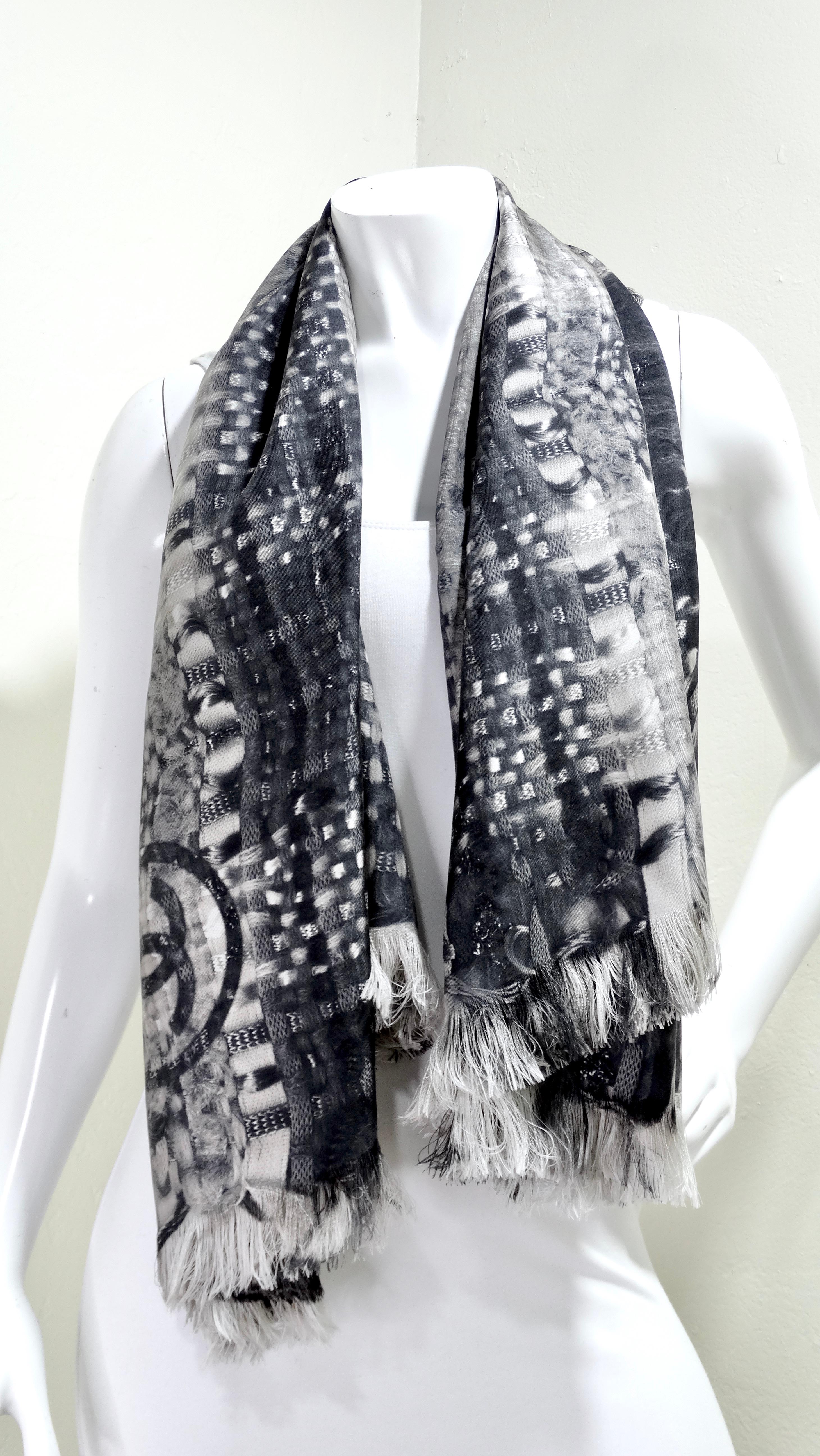 Chanel by Karl Lagerfeld Silk Fringe Scarf In Excellent Condition In Scottsdale, AZ