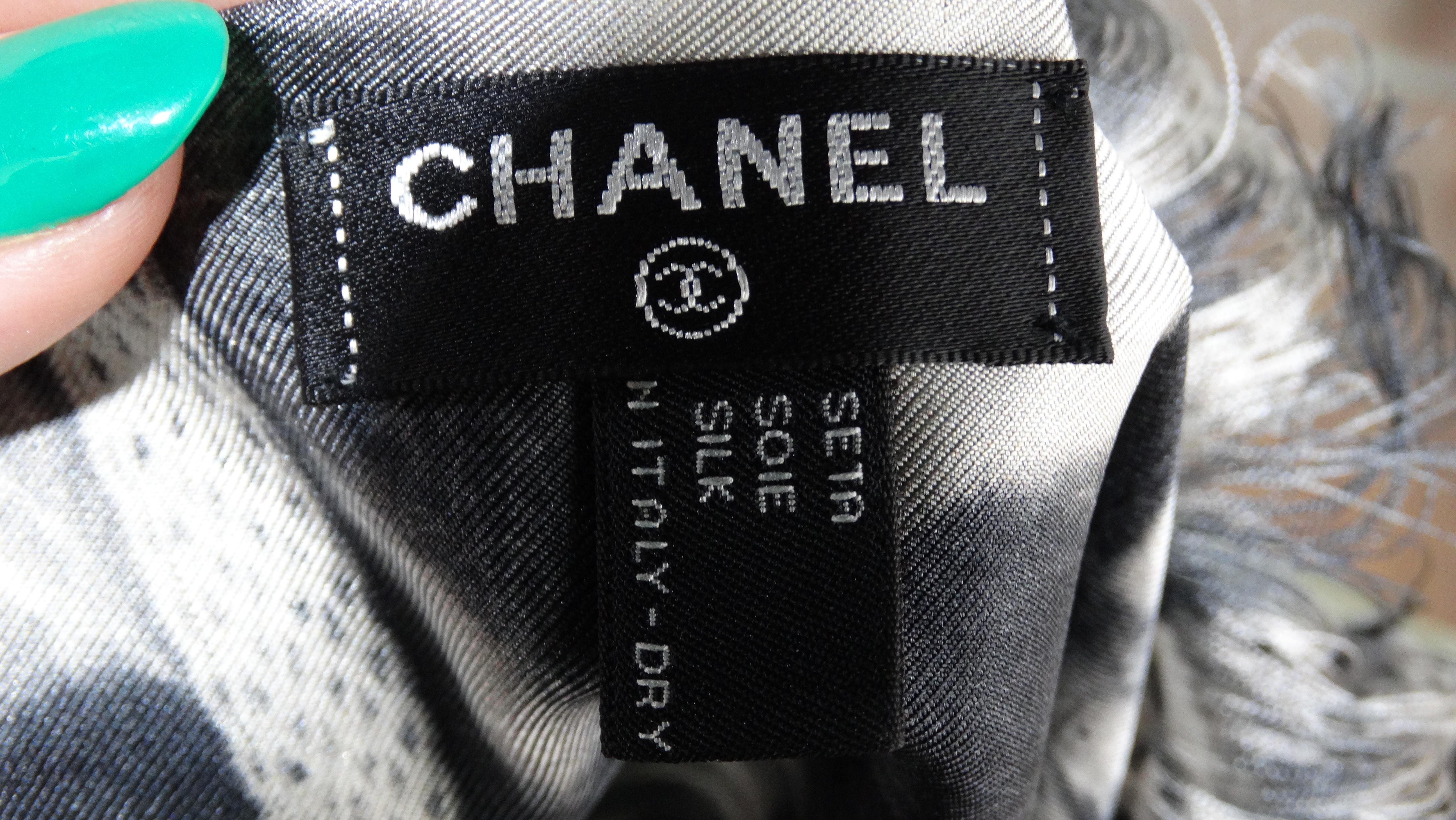 Chanel by Karl Lagerfeld Silk Fringe Scarf 2