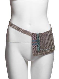 Chanel by Karl Lagerfeld Silver Beaded Chainmail Belt Bag, SS 1999