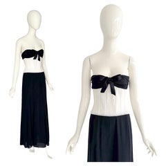 Chanel By Karl Lagerfeld Spring Summer 1995 Black & White Silk Bustier Dress