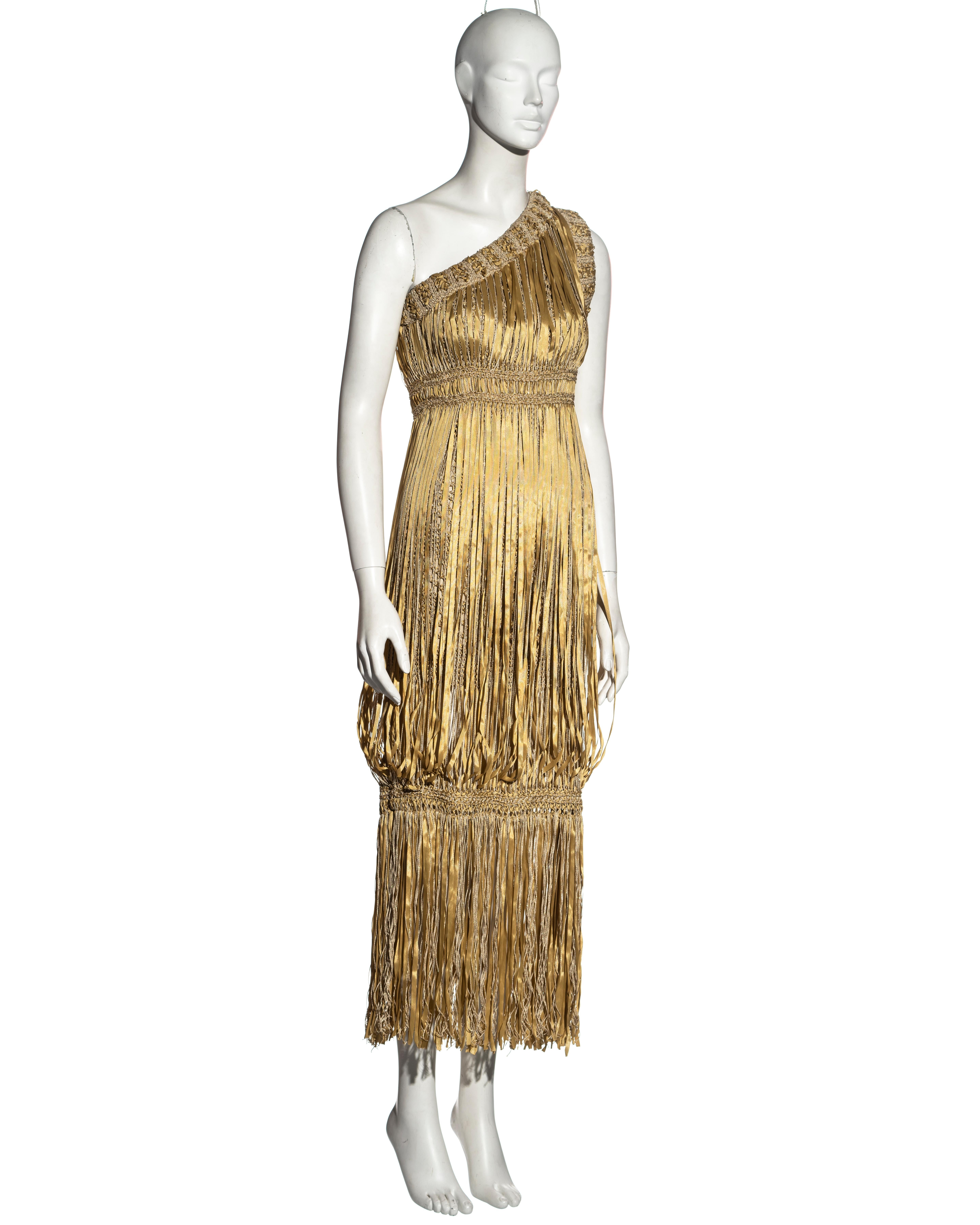 Brown Chanel by Karl Lagerfeld straw crochet and ribbon one-shoulder dress, ss 2011 For Sale