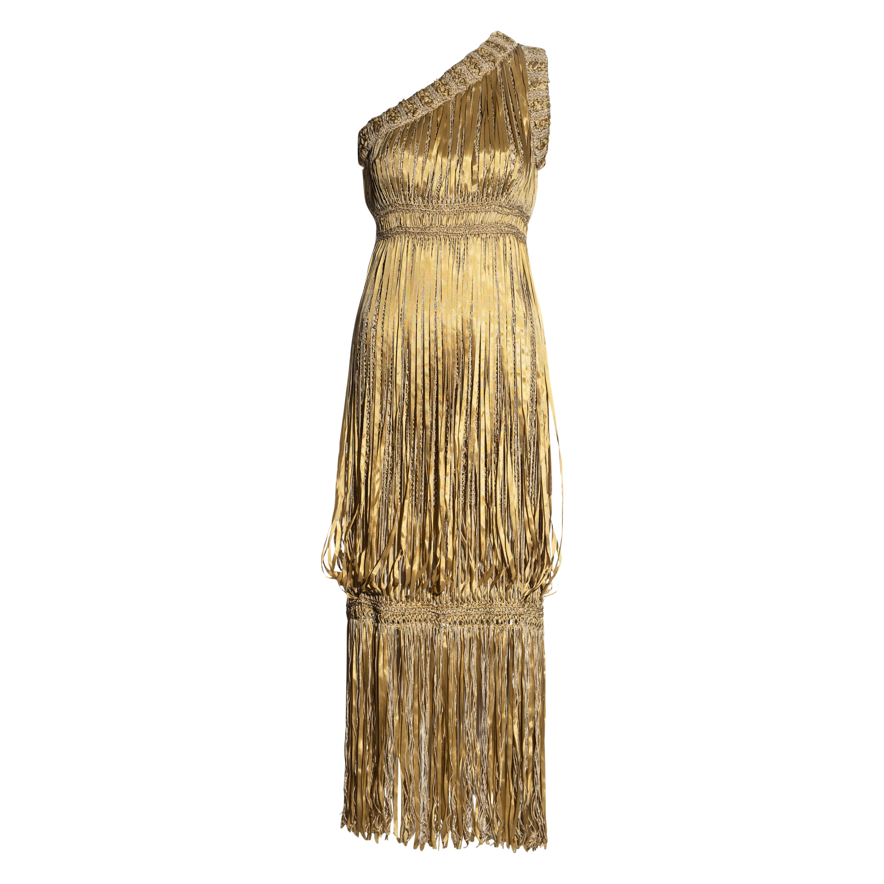 Chanel by Karl Lagerfeld straw crochet and ribbon one-shoulder dress, ss 2011