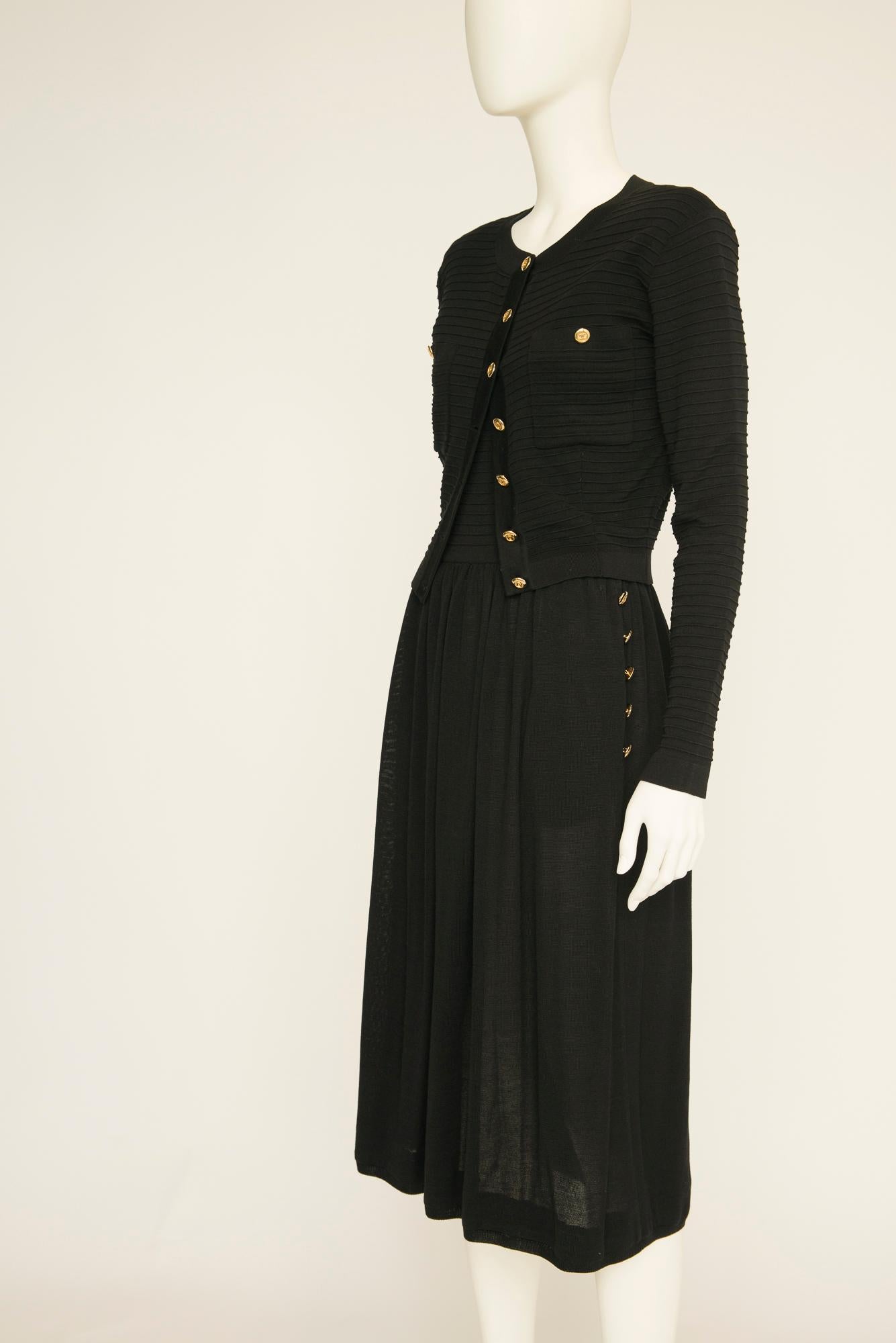 Black Chanel By Karl Lagerfeld Textured Cotton-Knit 