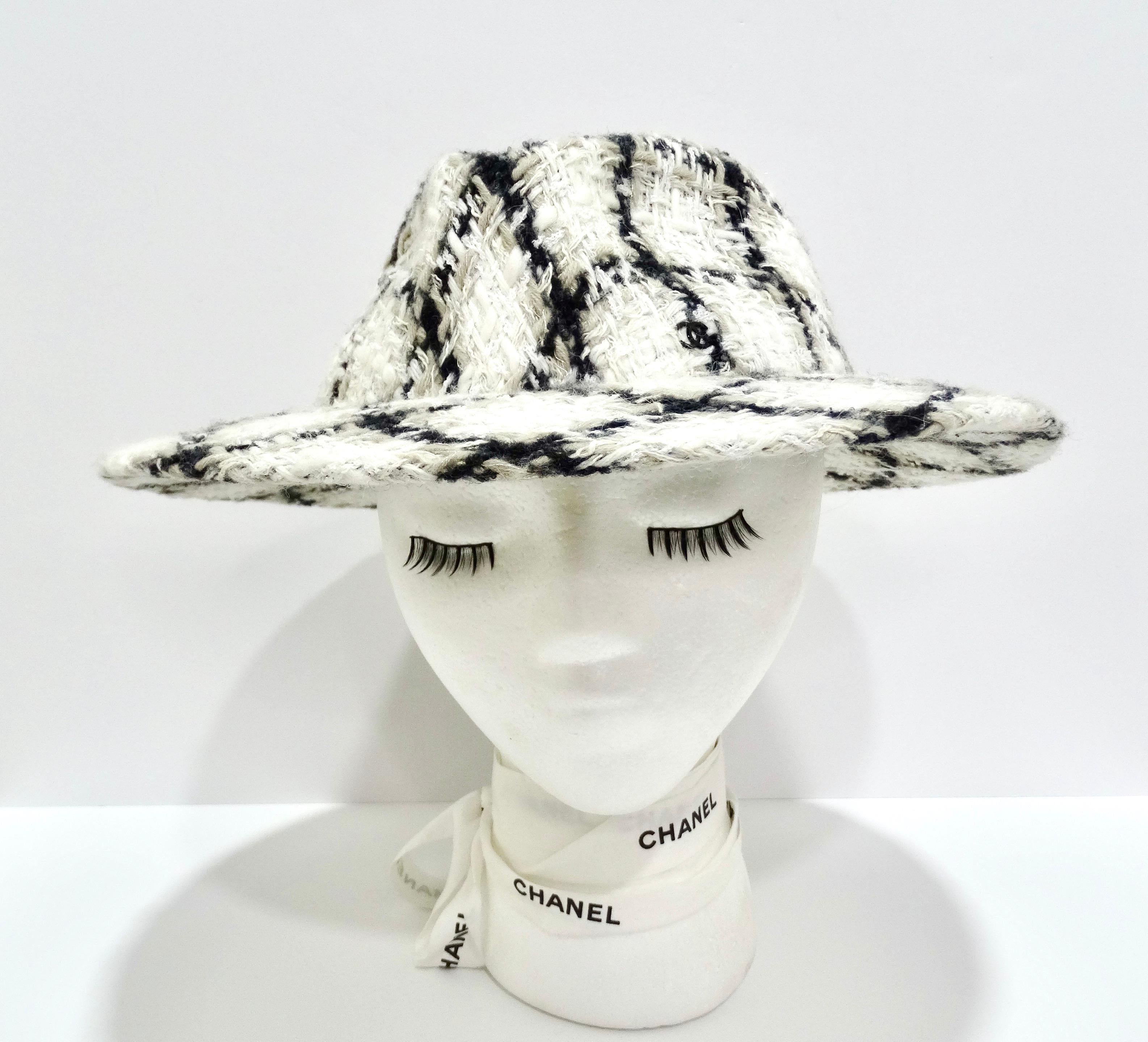 This hat is a pick straight from history as it is from the last collection Karl Lagerfeld gave us for Chanel in 2019. Karl Lagerfeld was Chanel's longtime creative director and a fashion industry legend. He created a boater hat, with a small