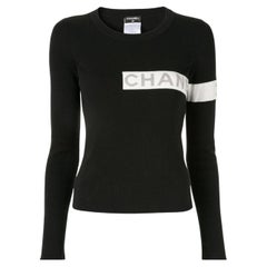 Chanel by Karl Lagerfeld Vintage 08P CC Mark Logo Ribbed Sweater Top
