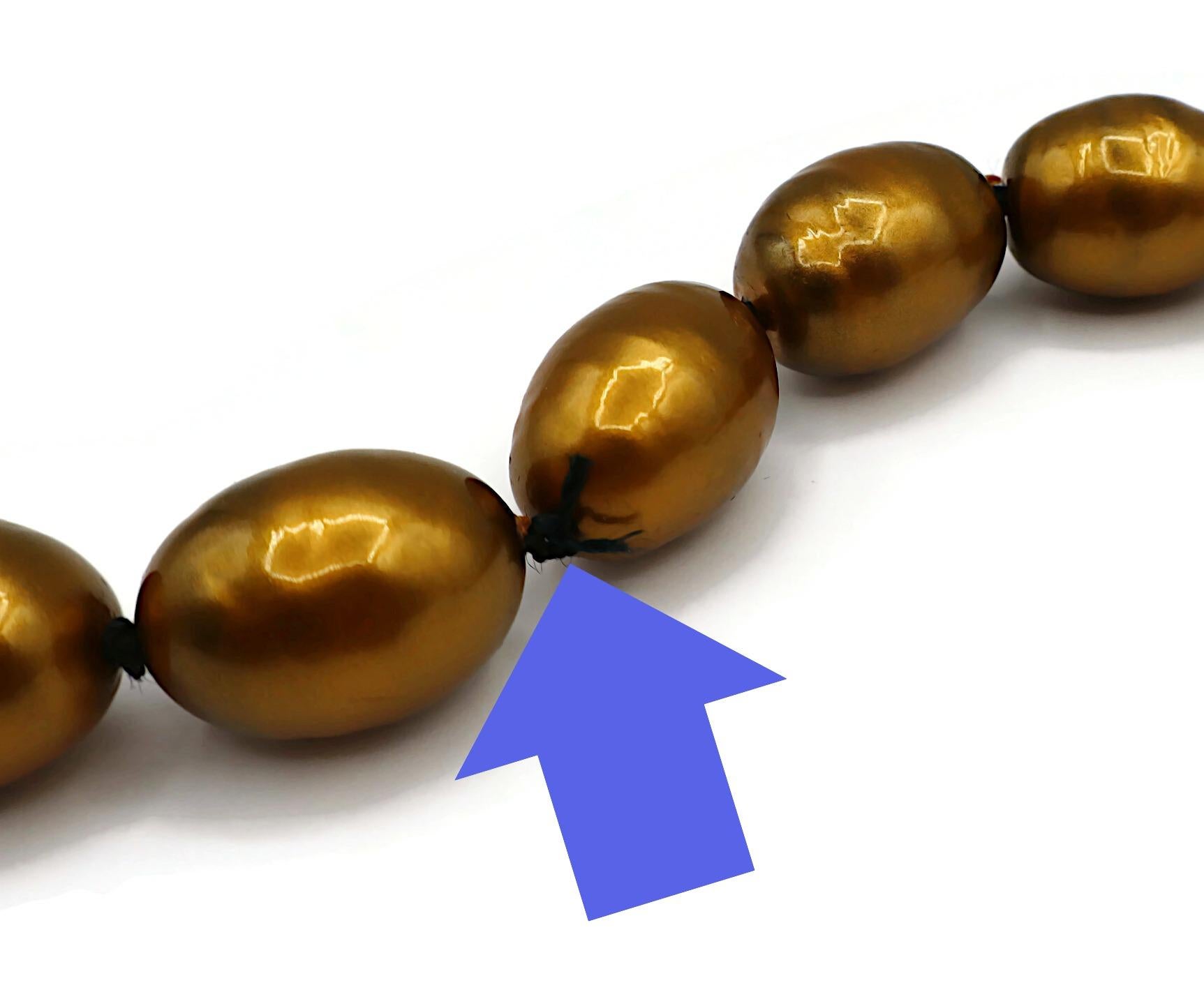 CHANEL by KARL LAGERFELD Vintage Bronze Tone Faux Pearl Necklace, 1999 For Sale 9
