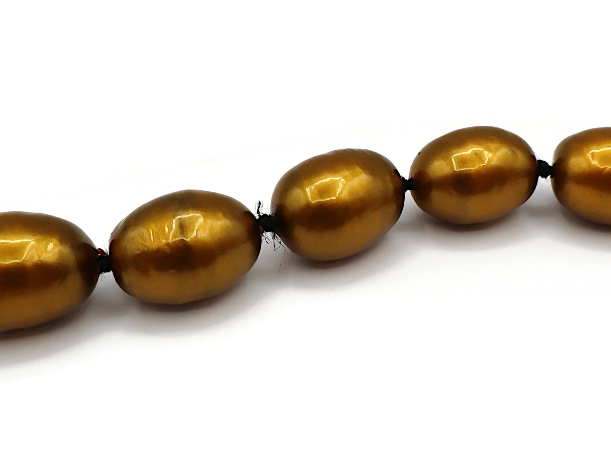 CHANEL by KARL LAGERFELD Vintage Bronze Tone Faux Pearl Necklace, 1999 For Sale 12