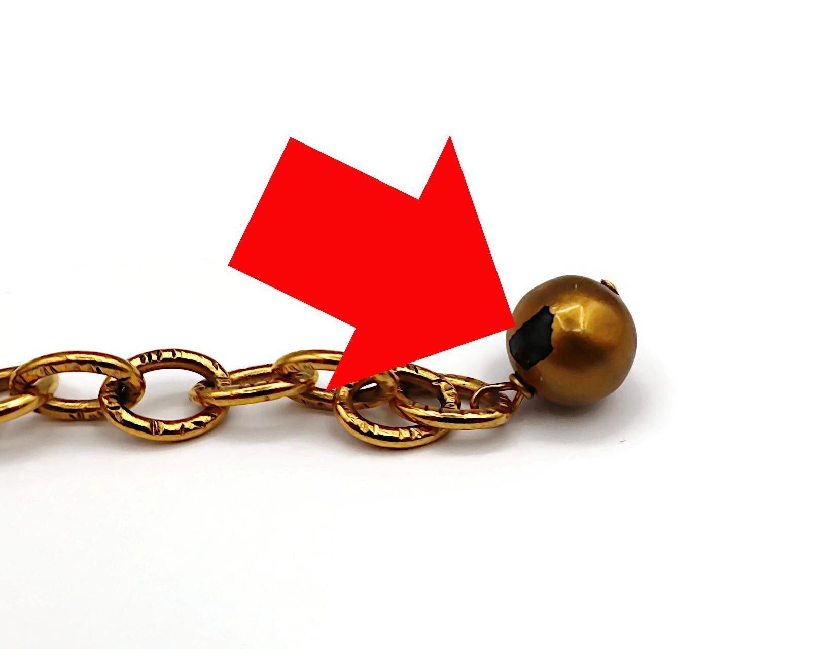 CHANEL by KARL LAGERFELD Vintage Bronze Tone Faux Pearl Necklace, 1999 For Sale 13