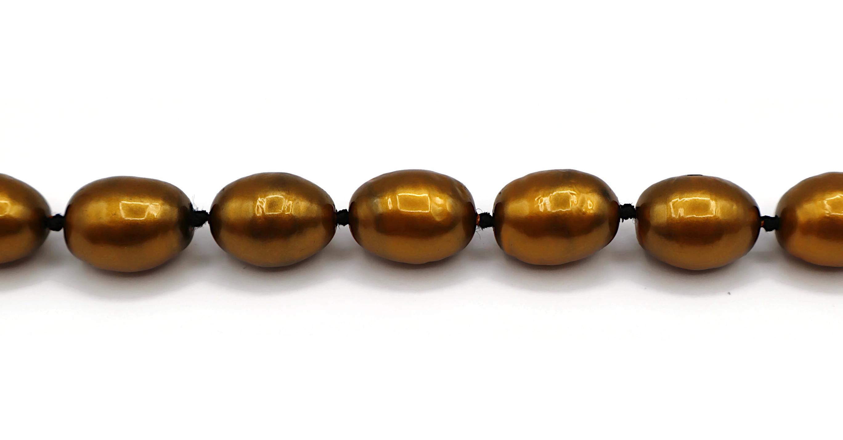 Women's CHANEL by KARL LAGERFELD Vintage Bronze Tone Faux Pearl Necklace, 1999 For Sale