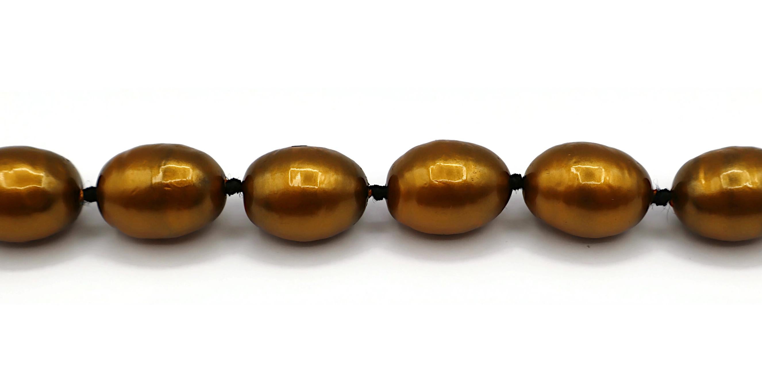 CHANEL by KARL LAGERFELD Vintage Bronze Tone Faux Pearl Necklace, 1999 For Sale 1