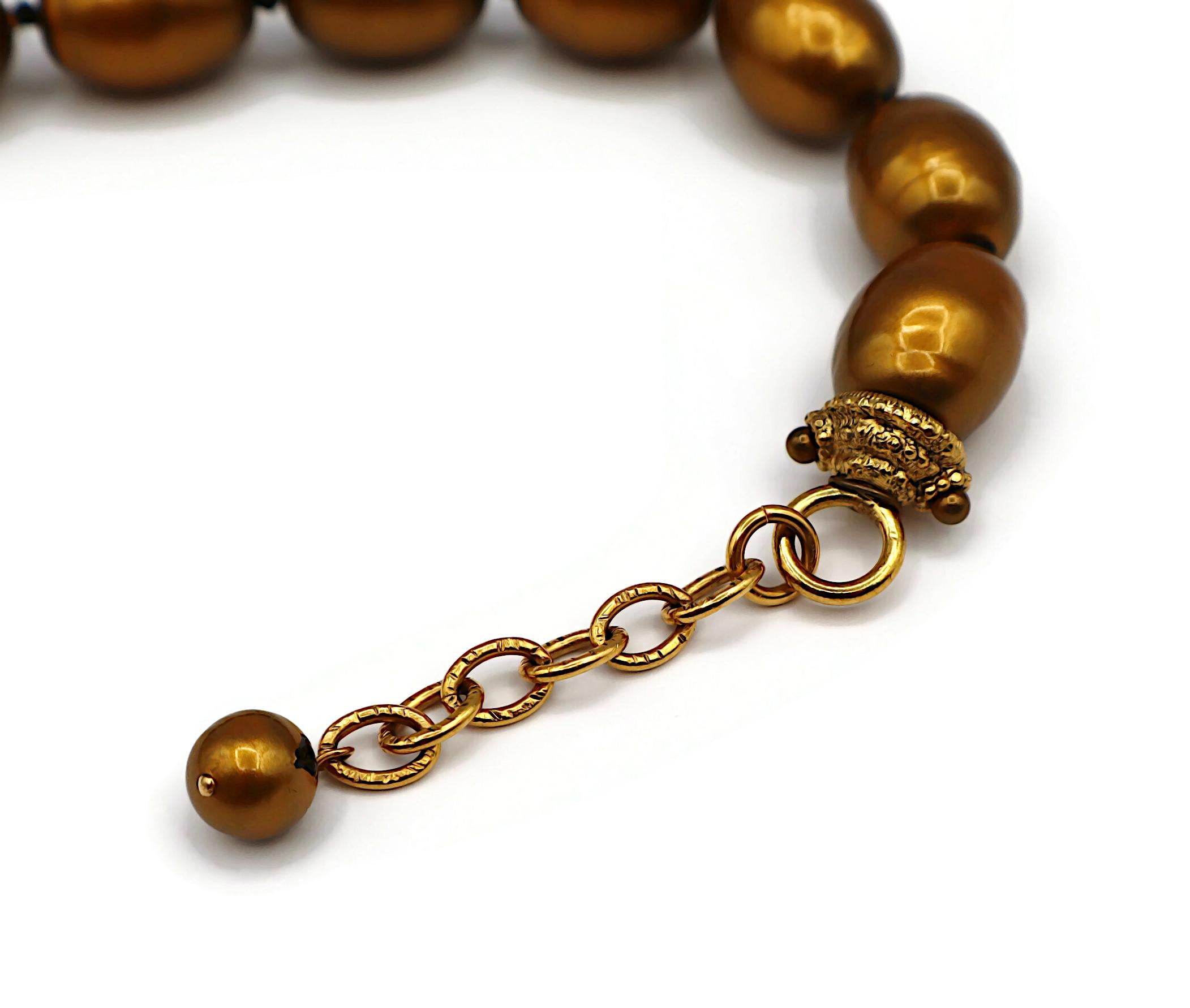 CHANEL by KARL LAGERFELD Vintage Bronze Tone Faux Pearl Necklace, 1999 For Sale 3