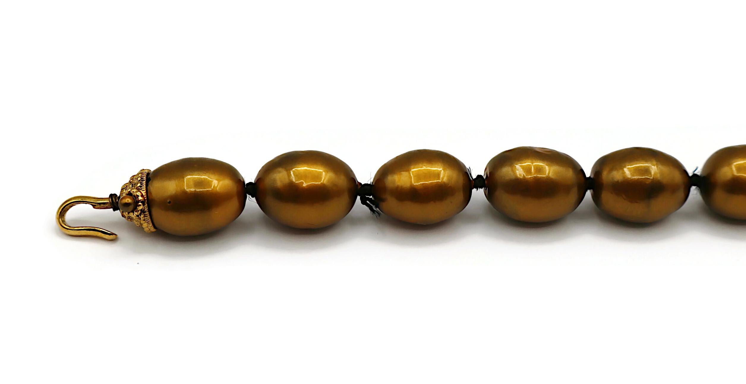 CHANEL by KARL LAGERFELD Vintage Bronze Tone Faux Pearl Necklace, 1999 For Sale 4