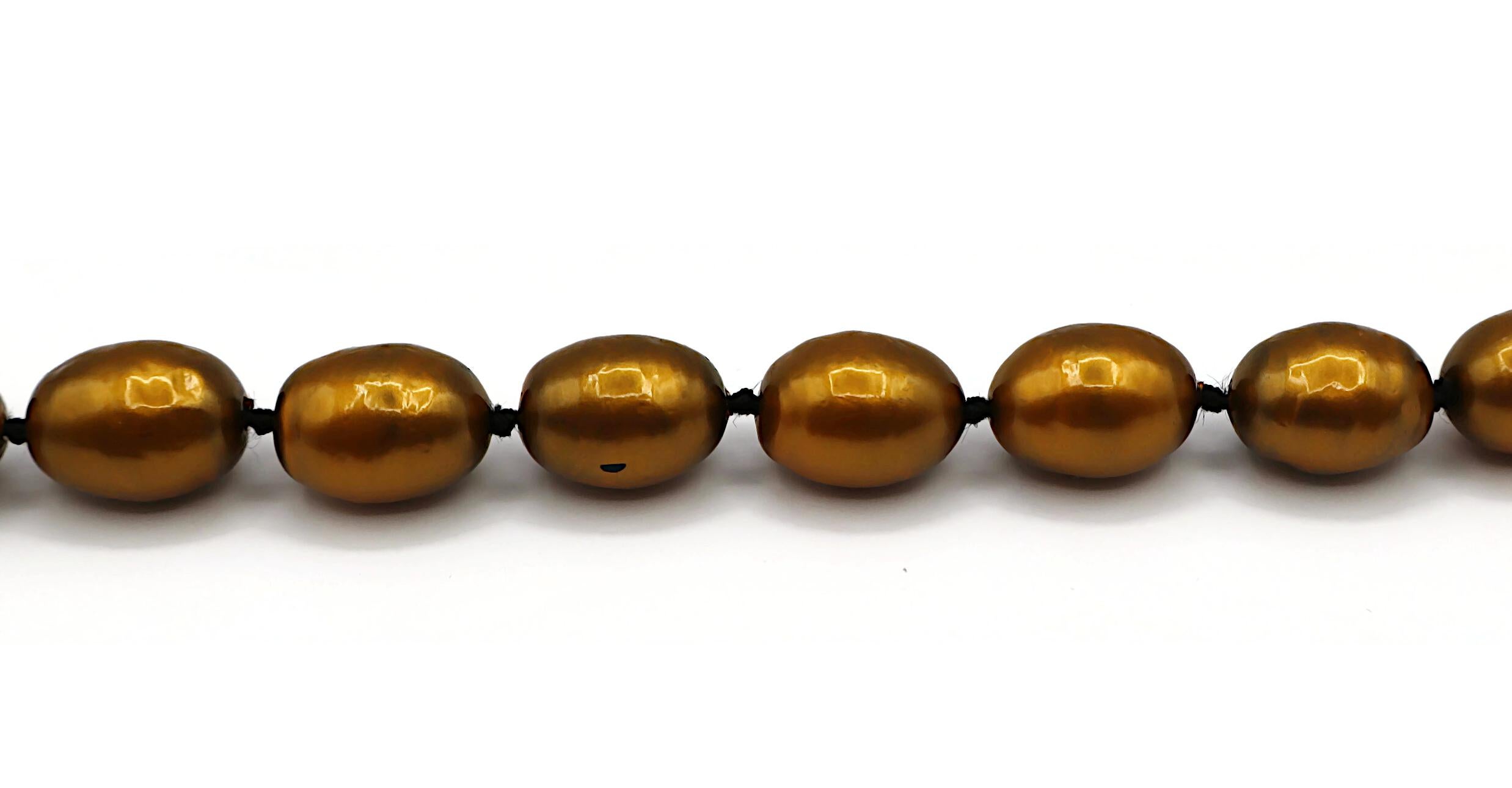 CHANEL by KARL LAGERFELD Vintage Bronze Tone Faux Pearl Necklace, 1999 For Sale 5