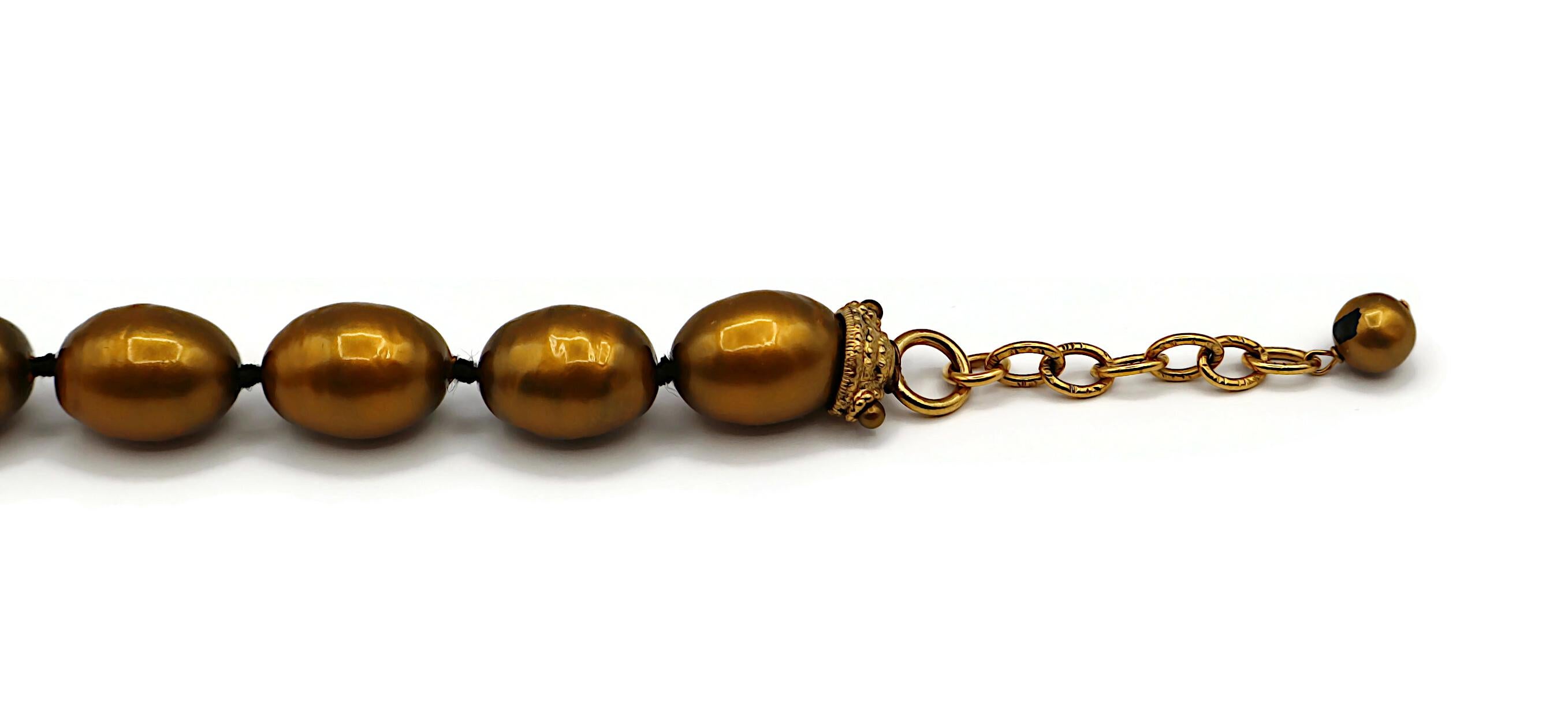 CHANEL by KARL LAGERFELD Vintage Bronze Tone Faux Pearl Necklace, 1999 For Sale 6