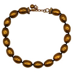 CHANEL by KARL LAGERFELD Vintage Bronze Tone Faux Pearl Necklace, 1999