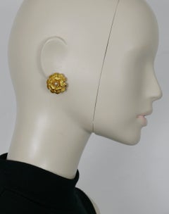 CHANEL by KARL LAGERFELD Vintage Classic Camellia Clip-On Earrings, Fall 1993