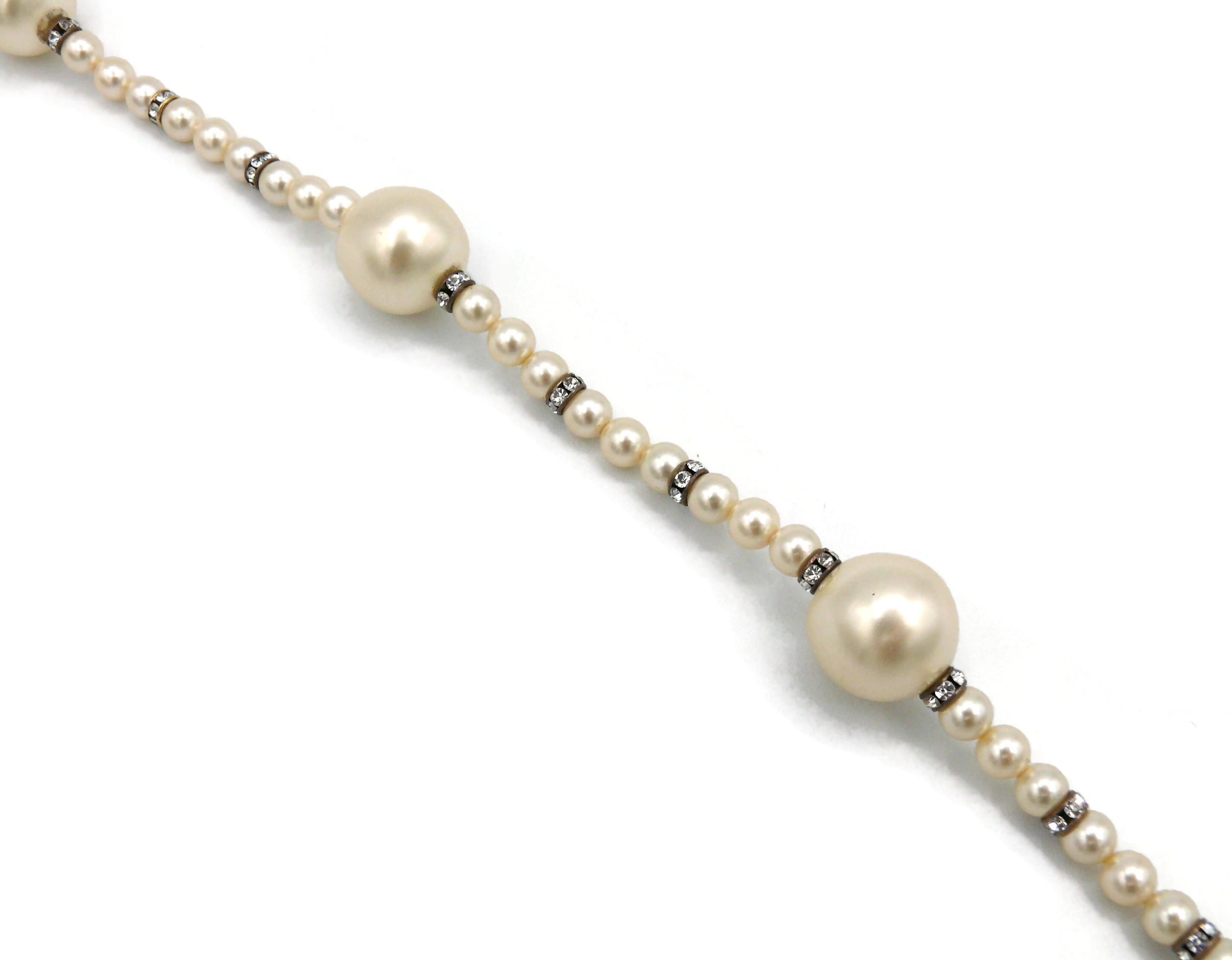 CHANEL by KARL LAGERFELD Vintage Faux Pearl and Crystal Necklace, Fall 1993 For Sale 5