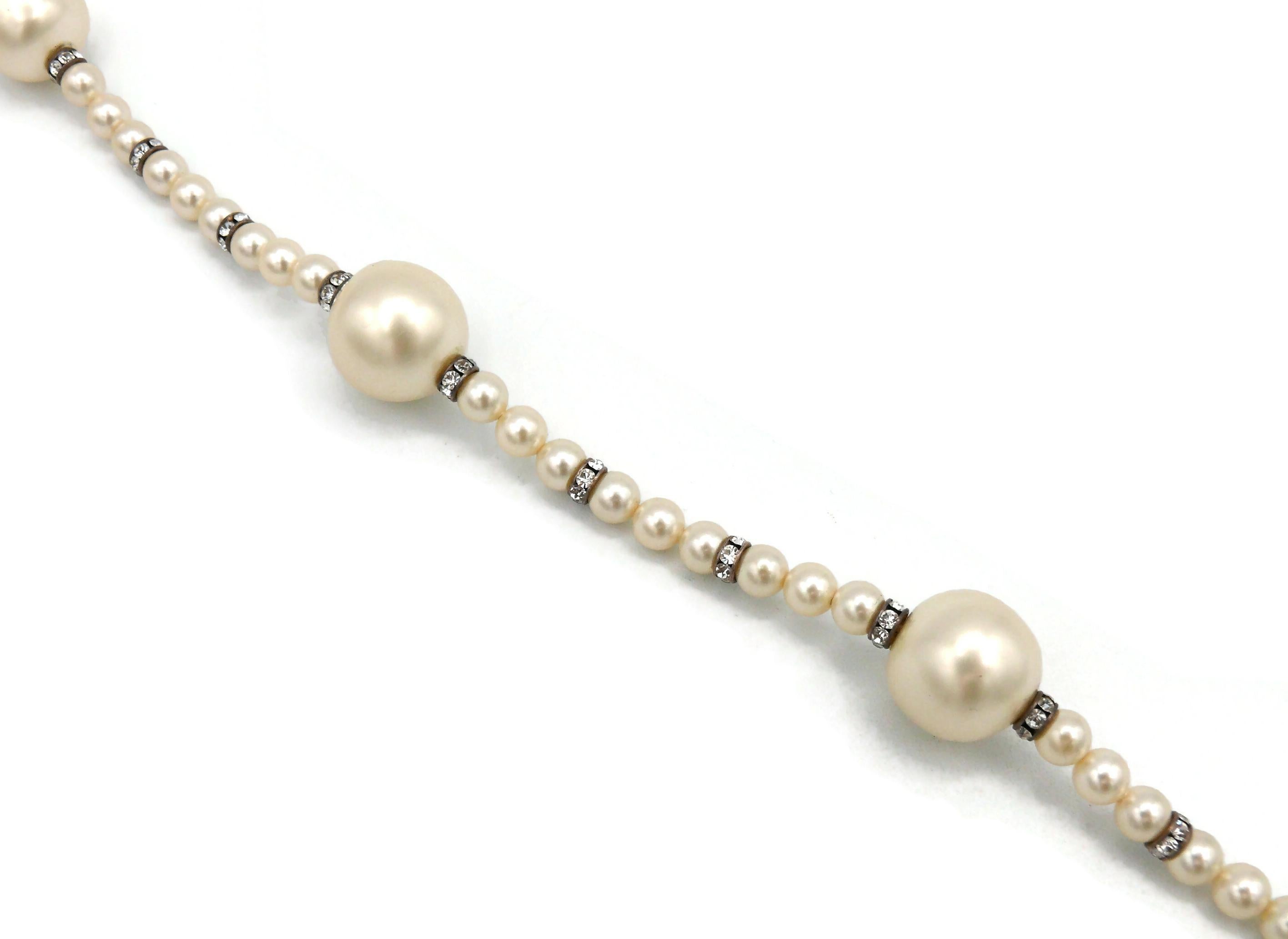 CHANEL by KARL LAGERFELD Vintage Faux Pearl and Crystal Necklace, Fall 1993 For Sale 6