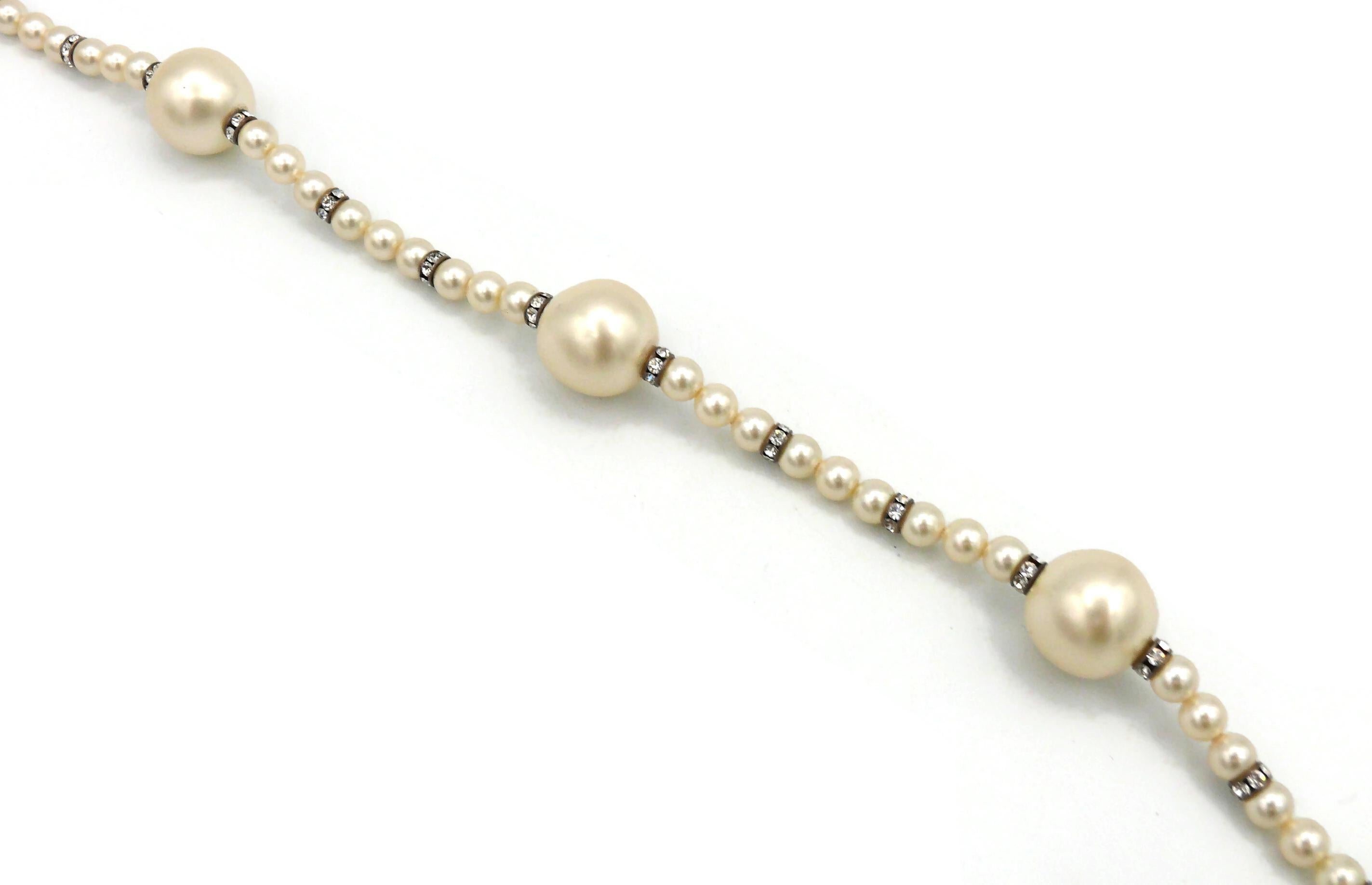 CHANEL by KARL LAGERFELD Vintage Faux Pearl and Crystal Necklace, Fall 1993 For Sale 7