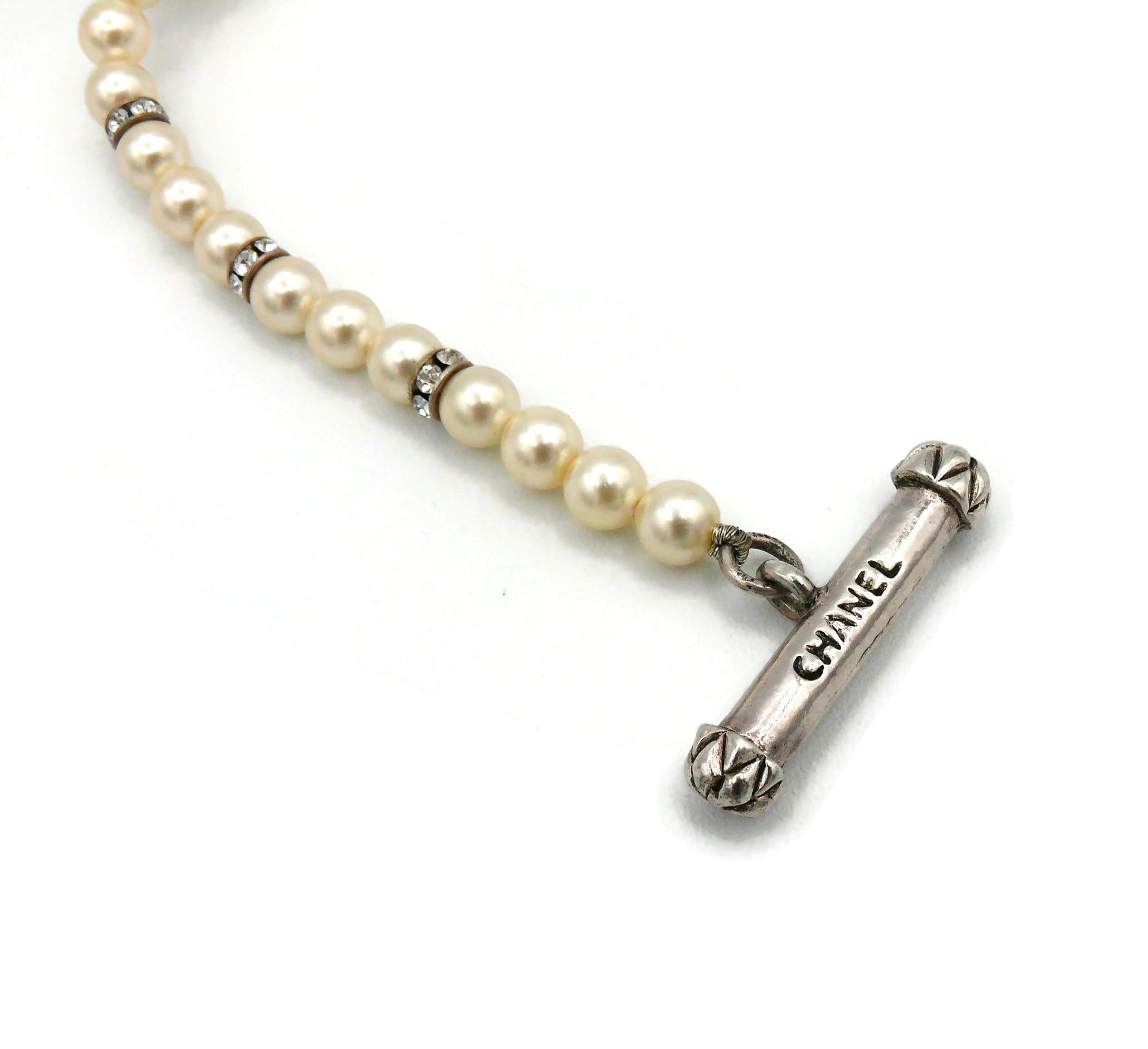 CHANEL by KARL LAGERFELD Vintage Faux Pearl and Crystal Necklace, Fall 1993 For Sale 9