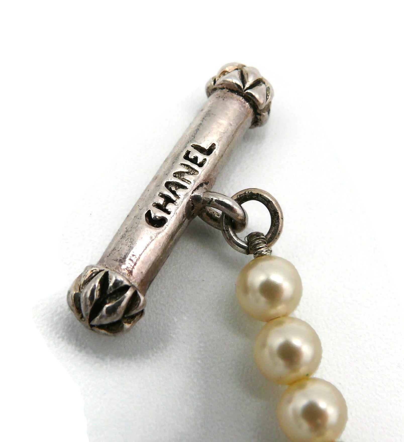 CHANEL by KARL LAGERFELD Vintage Faux Pearl and Crystal Necklace, Fall 1993 For Sale 11