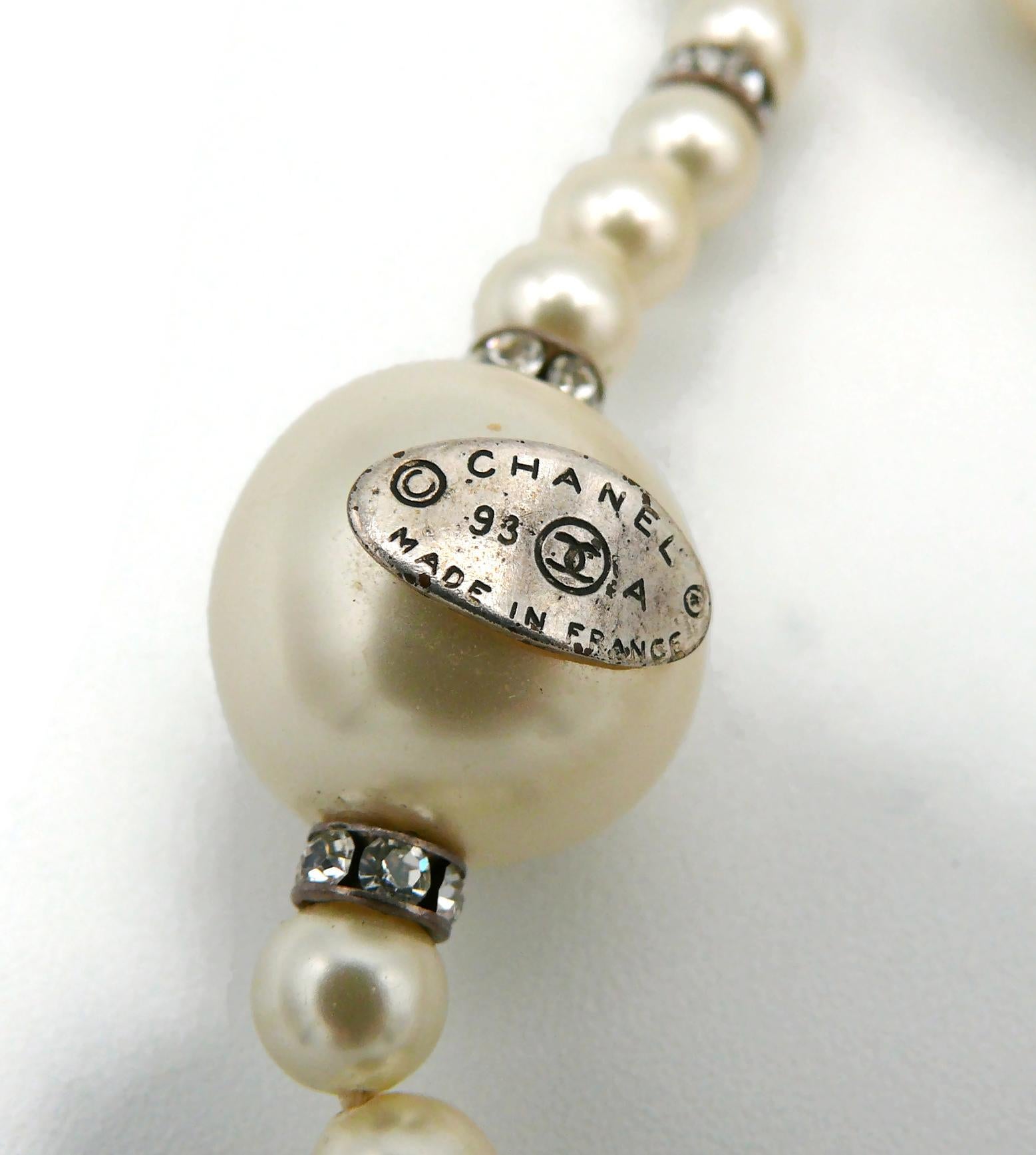 CHANEL by KARL LAGERFELD Vintage Faux Pearl and Crystal Necklace, Fall 1993 For Sale 12