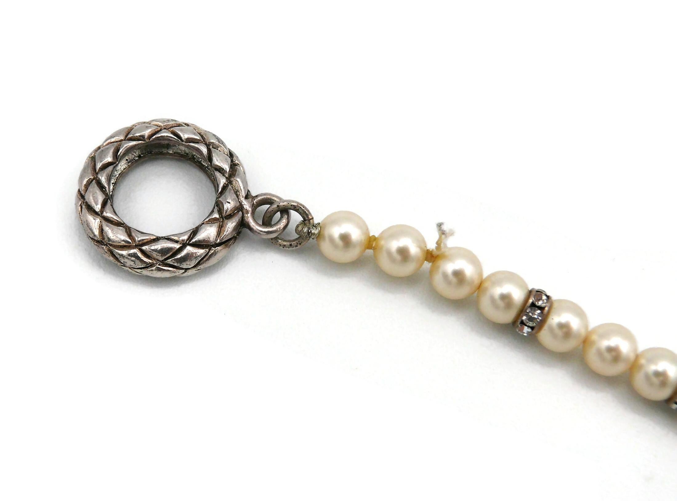 Women's CHANEL by KARL LAGERFELD Vintage Faux Pearl and Crystal Necklace, Fall 1993 For Sale