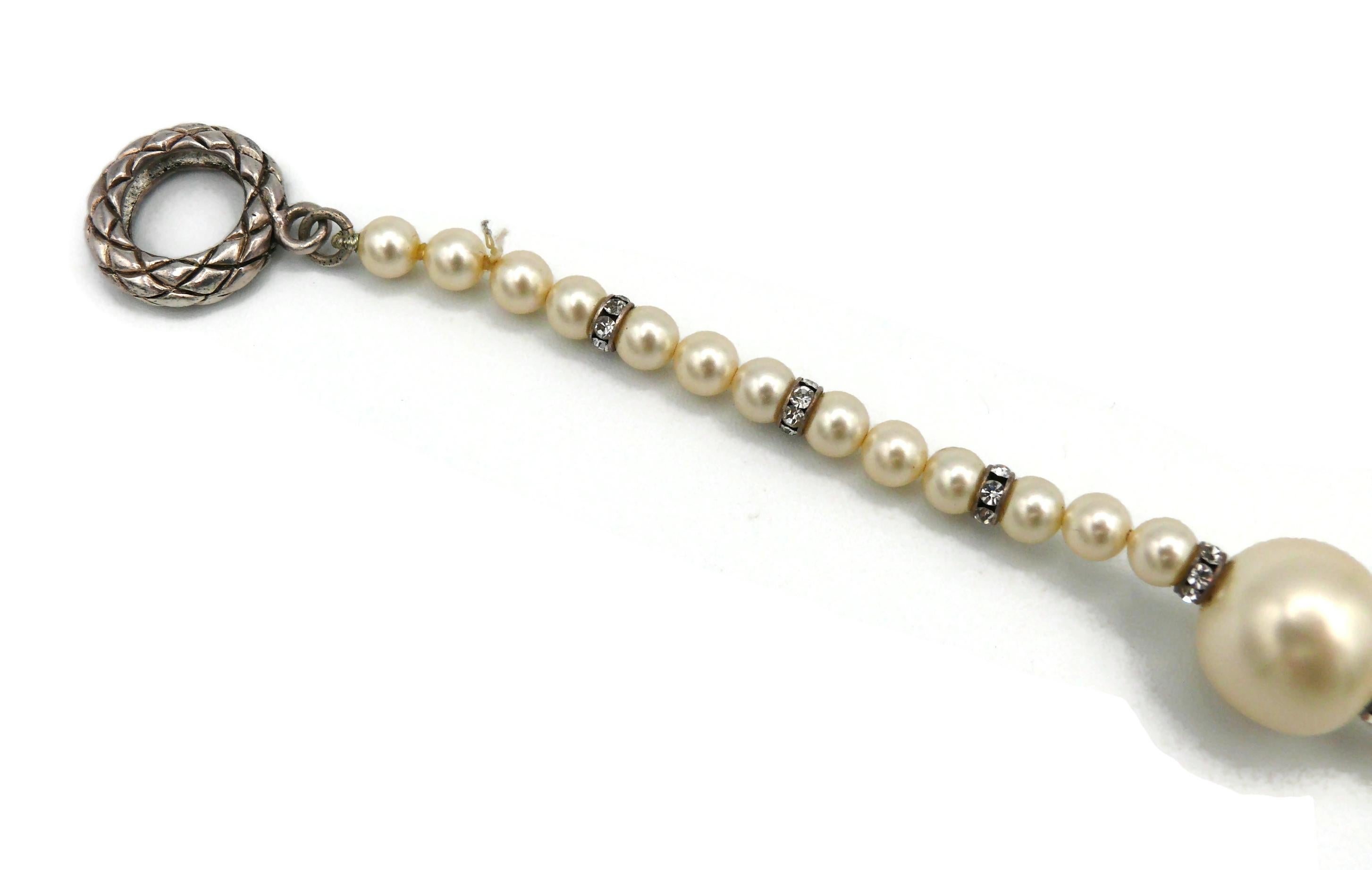 CHANEL by KARL LAGERFELD Vintage Faux Pearl and Crystal Necklace, Fall 1993 For Sale 1