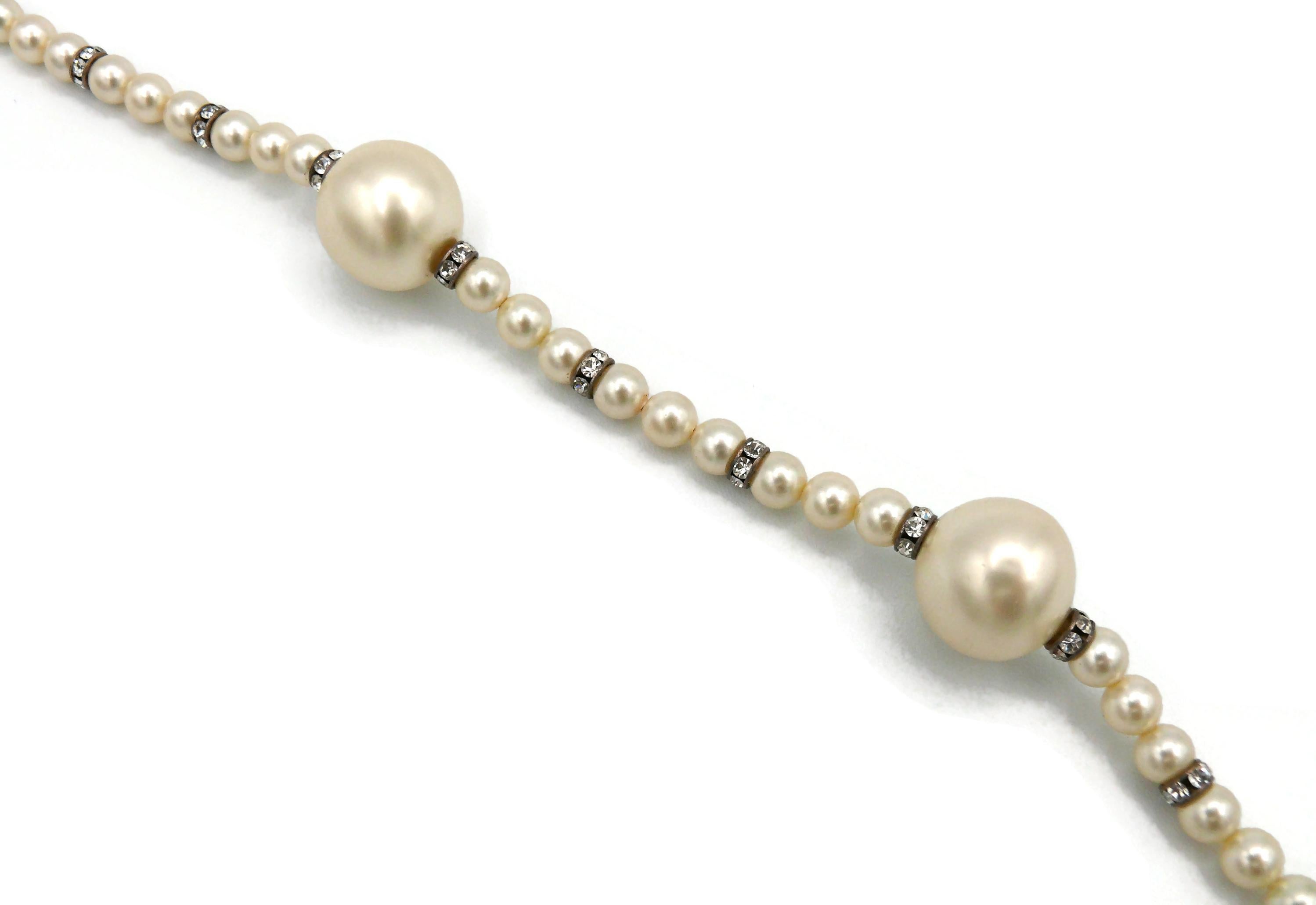 CHANEL by KARL LAGERFELD Vintage Faux Pearl and Crystal Necklace, Fall 1993 For Sale 2