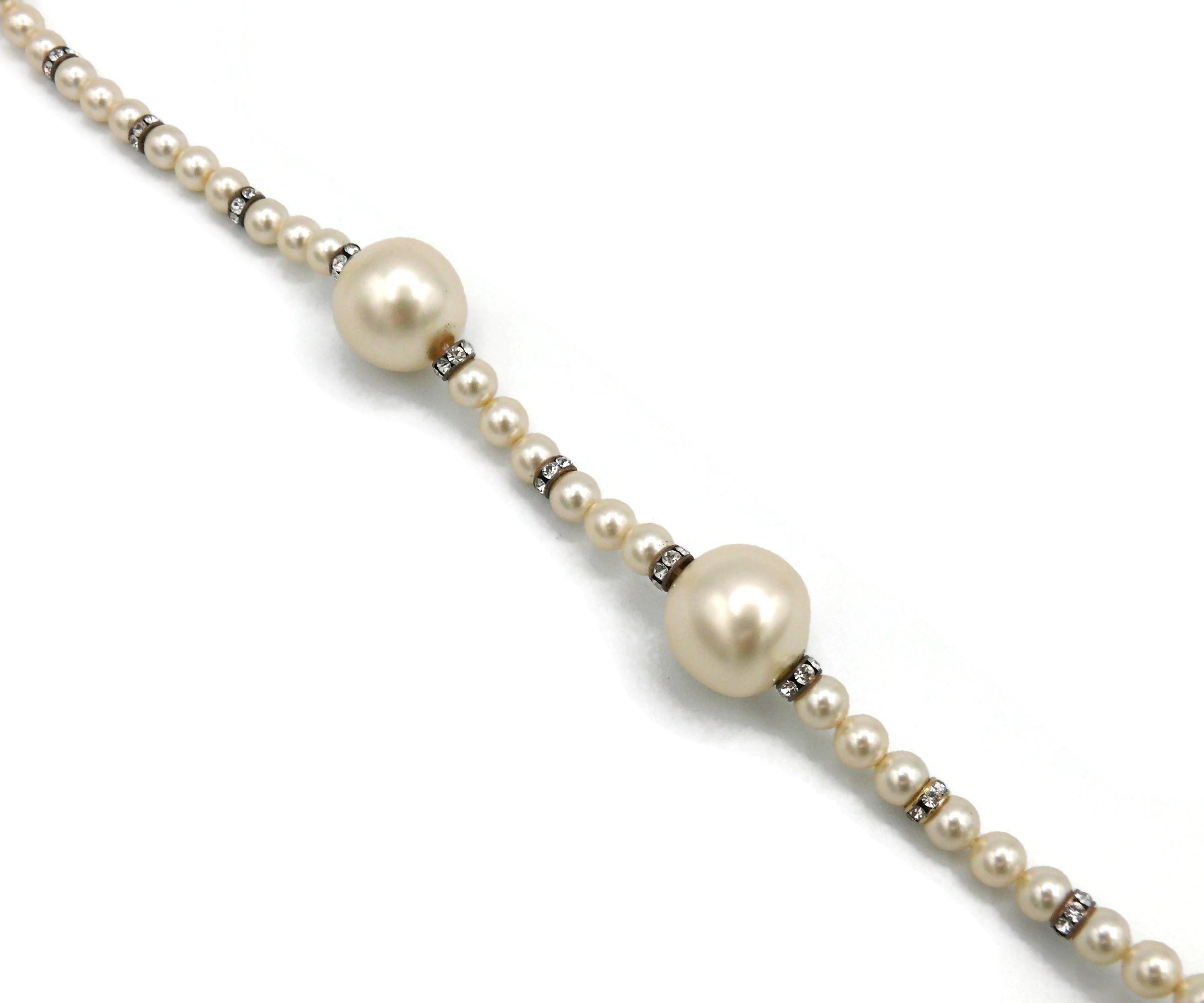CHANEL by KARL LAGERFELD Vintage Faux Pearl and Crystal Necklace, Fall 1993 For Sale 4