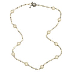 CHANEL by KARL LAGERFELD Vintage Faux Pearl and Crystal Necklace, Fall 1993