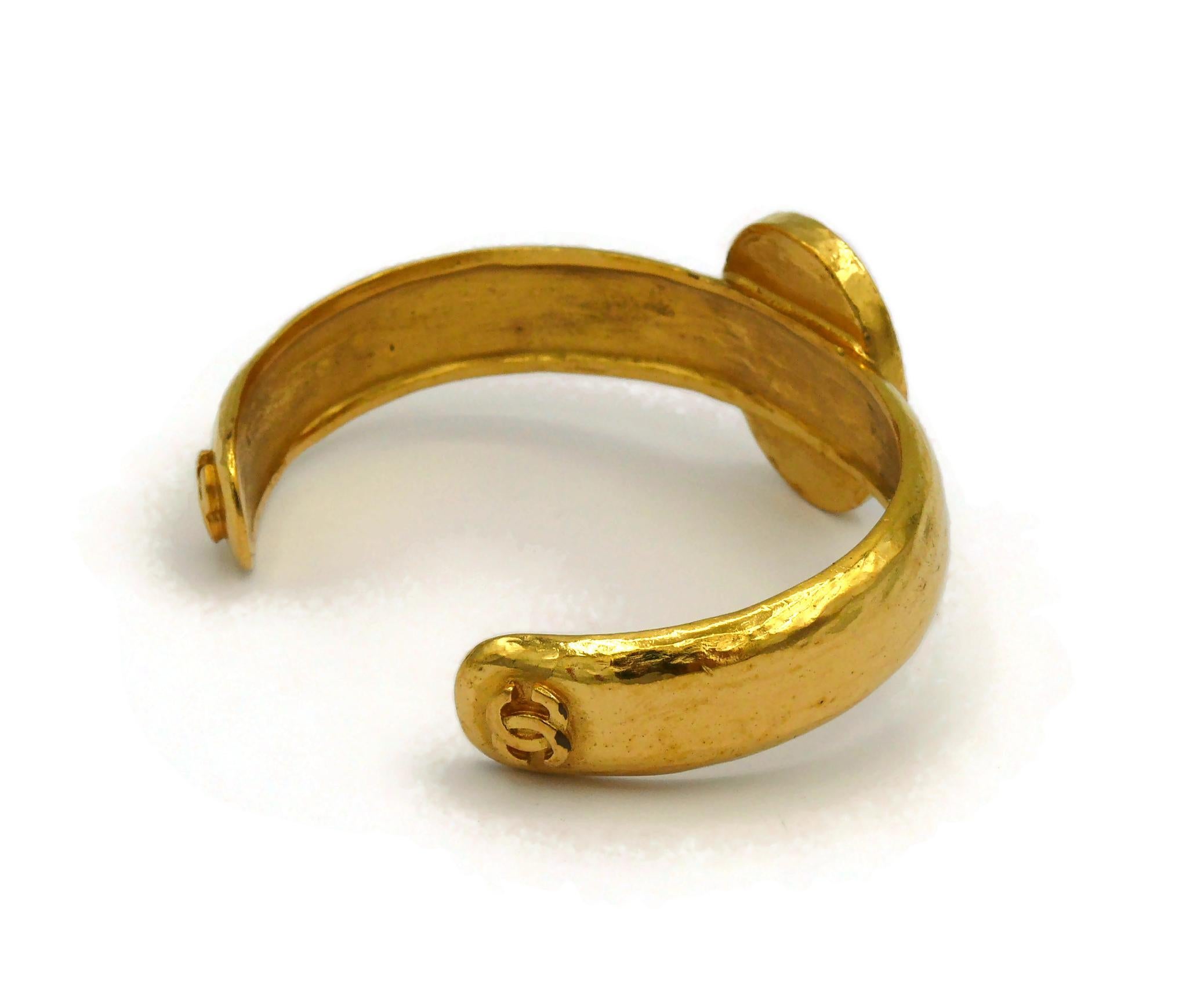 CHANEL by KARL LAGERFELD Vintage Gold Tone Blue Stone Bangle Bracelet, Fall 1996 For Sale 2