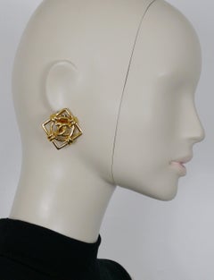 CHANEL by KARL LAGERFELD Vintage Gold Tone CC Clip-On Earrings, 1994
