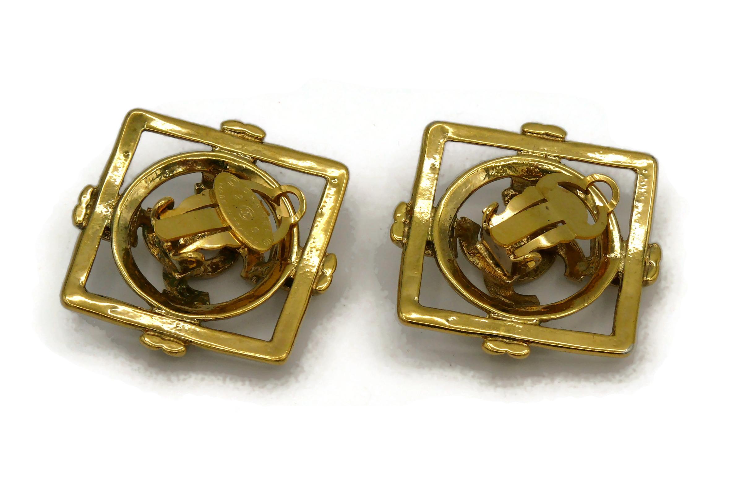 CHANEL by KARL LAGERFELD Vintage Gold Tone CC Clip-On Earrings, 1994 For Sale 2