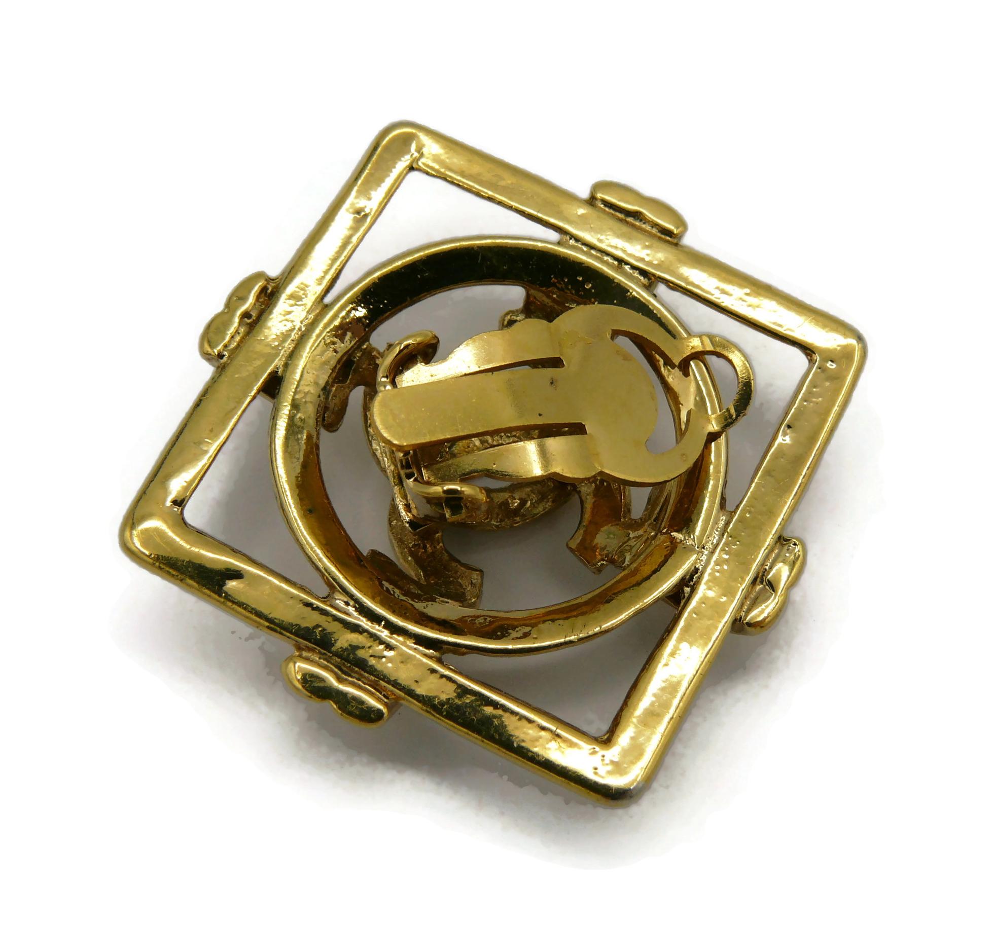 CHANEL by KARL LAGERFELD Vintage Gold Tone CC Clip-On Earrings, 1994 For Sale 4