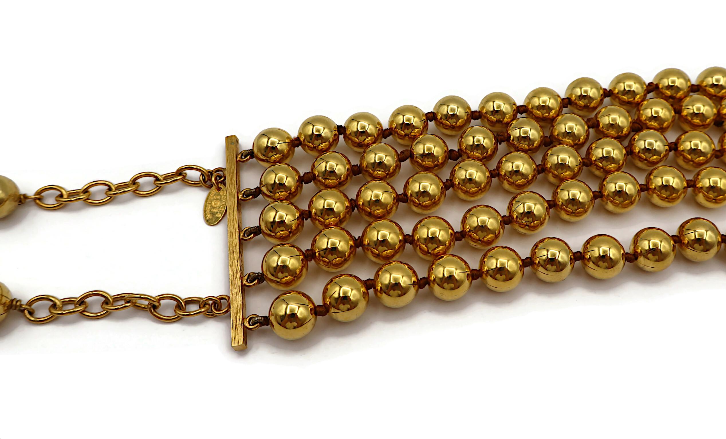 CHANEL by KARL LAGERFELD Vintage Gold Tone Metal Beads Cuff Bracelet, 1990 For Sale 7