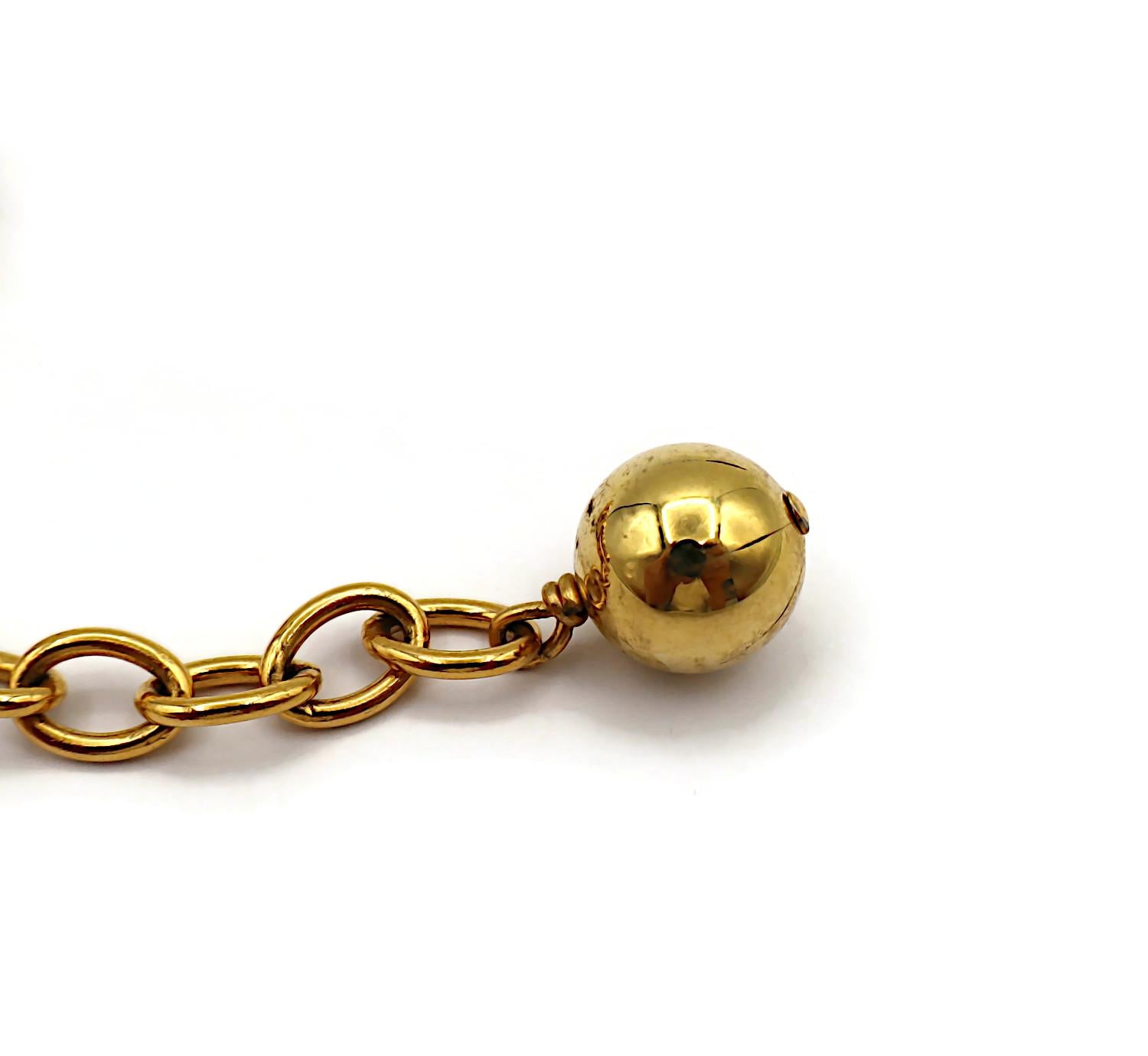CHANEL by KARL LAGERFELD Vintage Gold Tone Metal Beads Cuff Bracelet, 1990 For Sale 11
