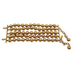 CHANEL by KARL LAGERFELD Vintage Gold Tone Metal Beads Cuff Bracelet, 1990
