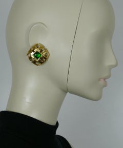 CHANEL by KARL LAGERFELD Vintage Gripoix CC Clip-On Earrings, 1988