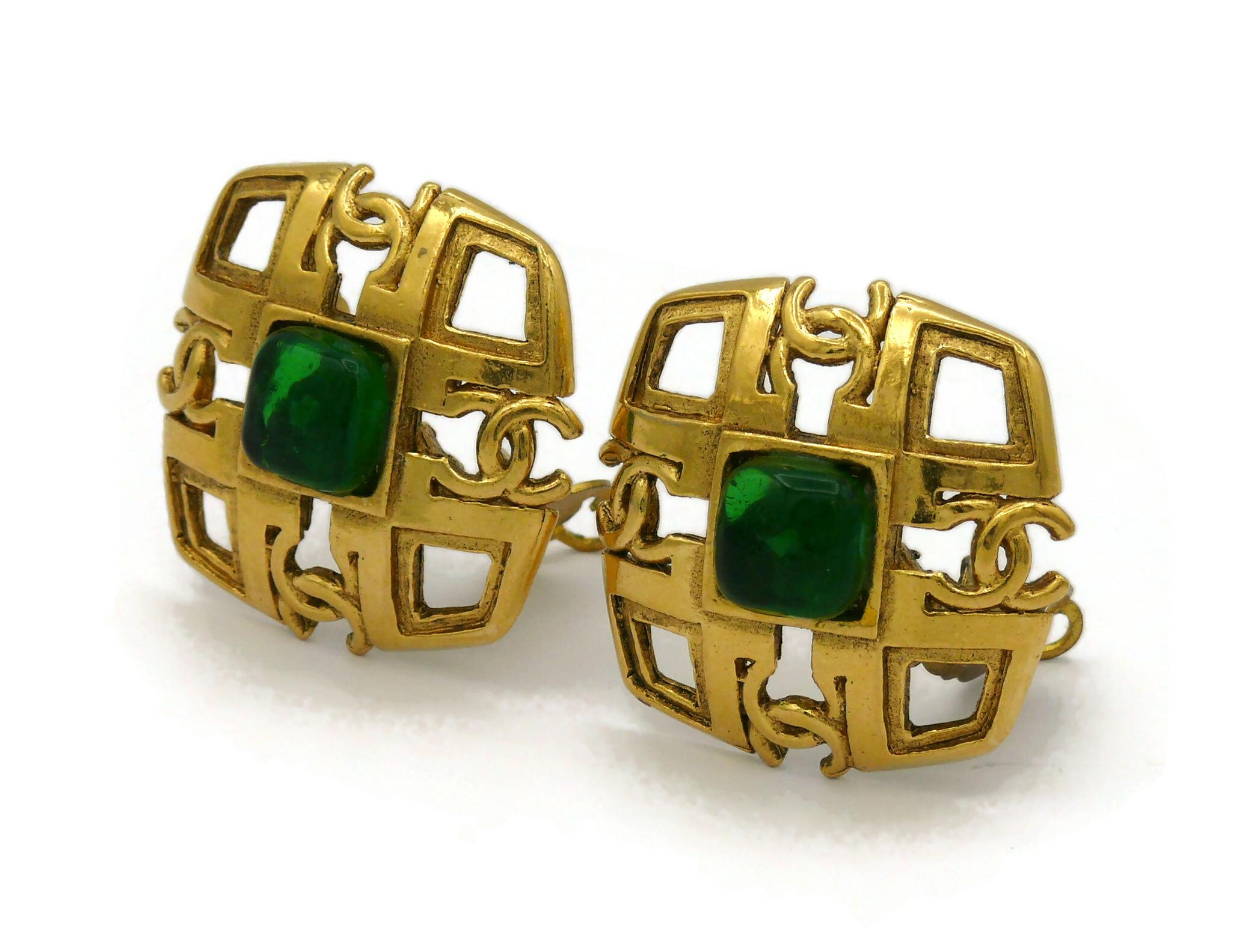 CHANEL by KARL LAGERFELD Vintage Gripoix CC Clip-On Earrings, 1988 For Sale 1