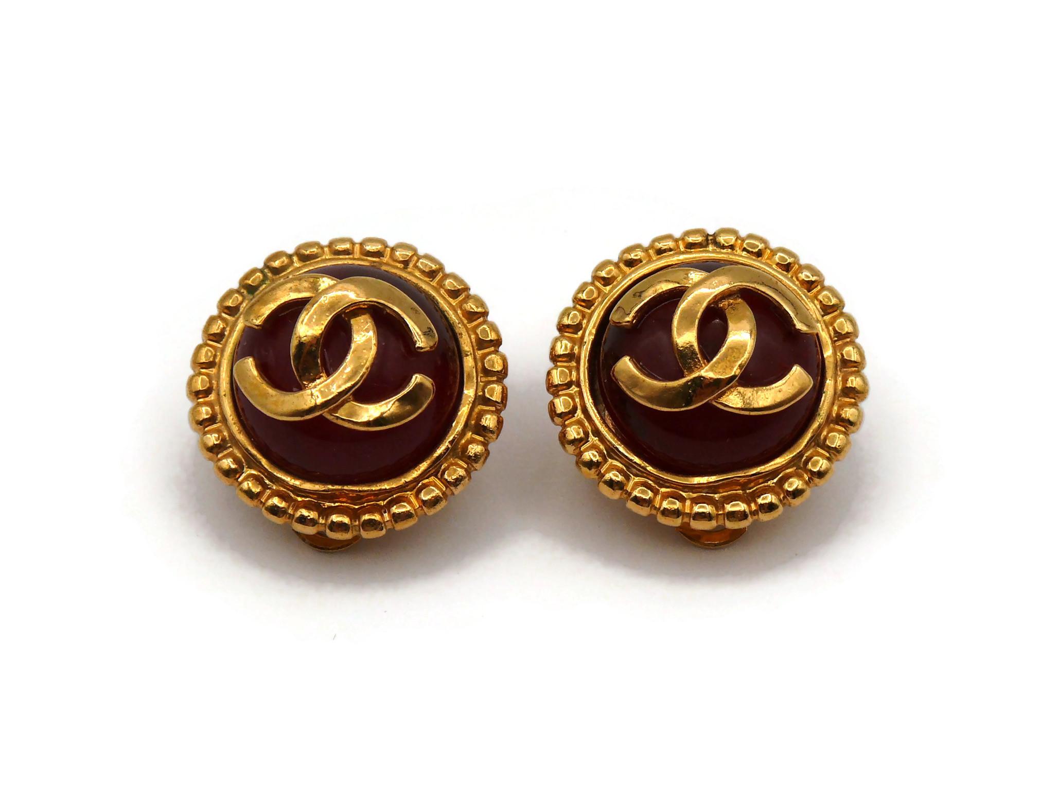 CHANEL by KARL LAGERFELD Vintage Gripoix CC Clip-On Earrings, 1997 For Sale 1