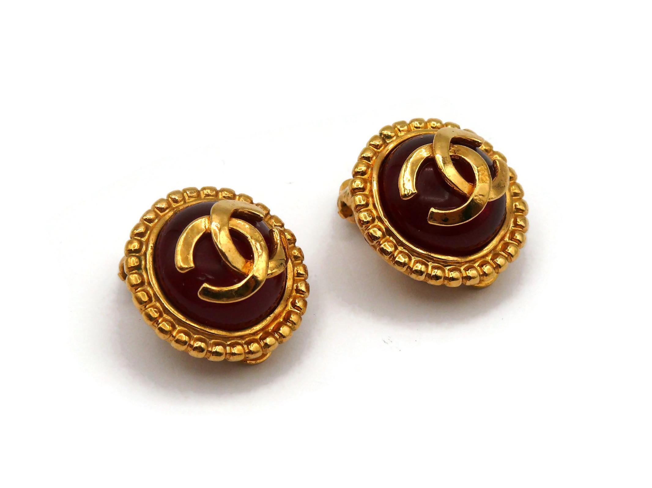 CHANEL by KARL LAGERFELD Vintage Gripoix CC Clip-On Earrings, 1997 For Sale 2