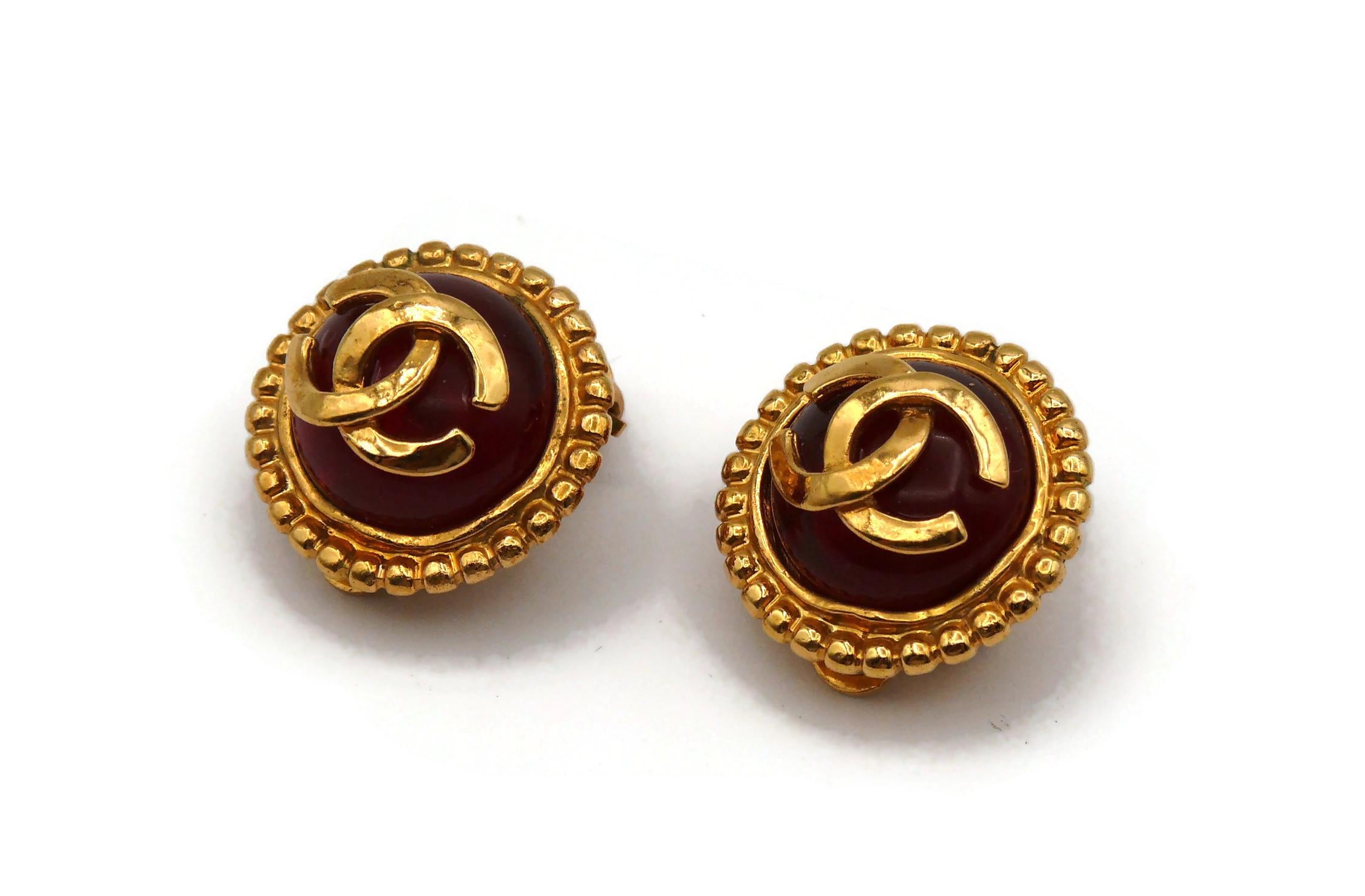 CHANEL by KARL LAGERFELD Vintage Gripoix CC Clip-On Earrings, 1997 For Sale 3