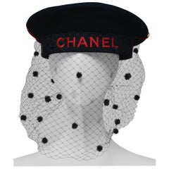 CHANEL By Karl Lagerfeld Vintage Hat With Camellia And Tulle Net