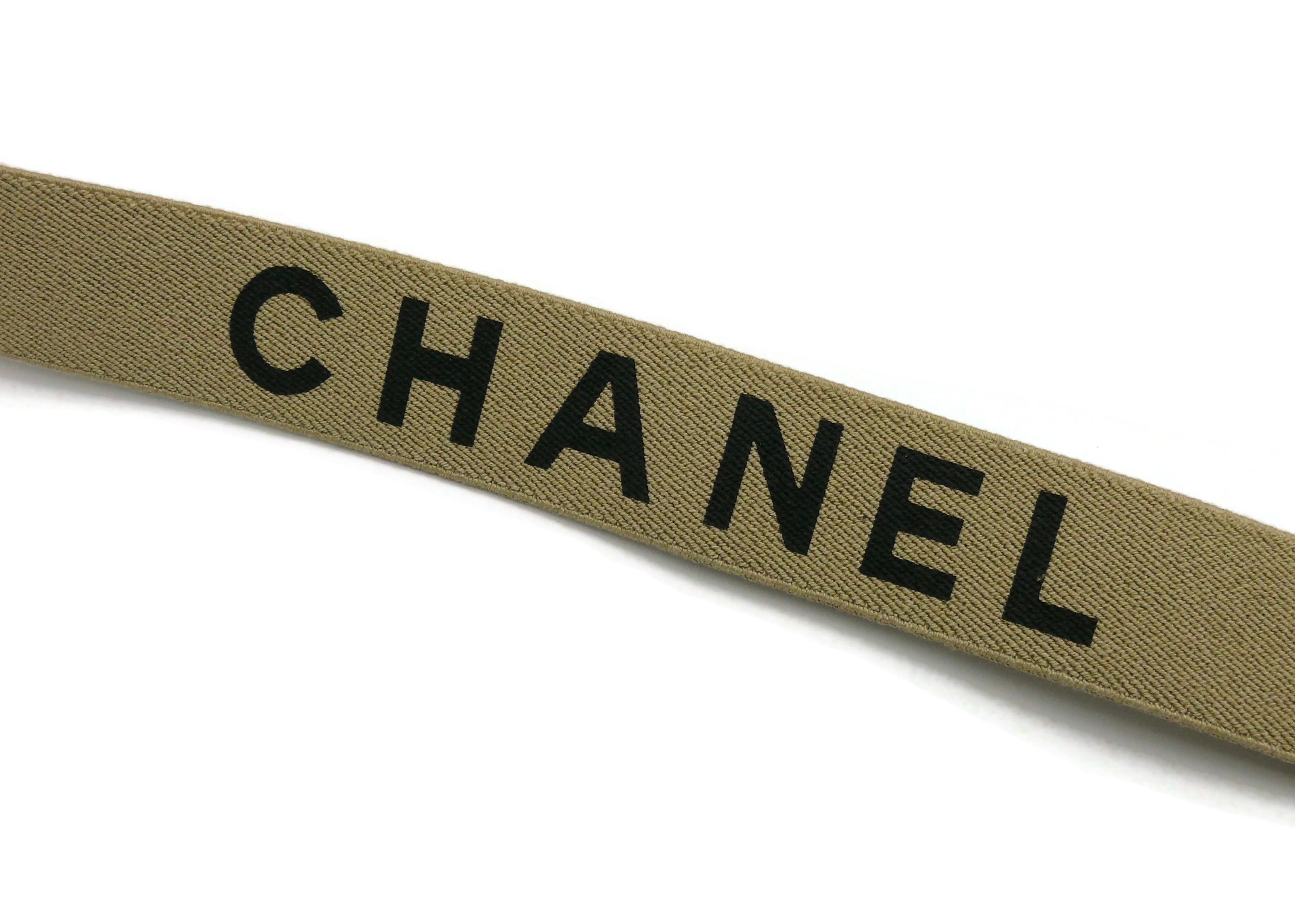 CHANEL by KARL LAGERFELD Vintage Icone Light Brown and Black Suspenders, 1994 en vente 7